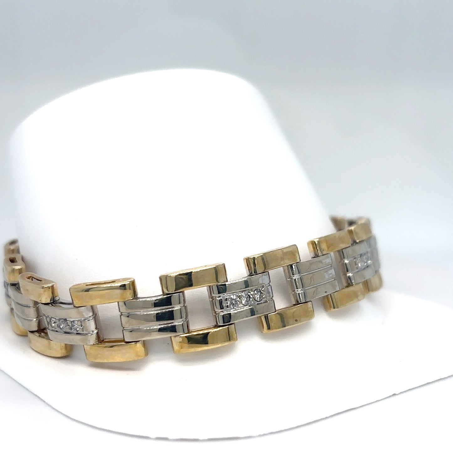 10KTT 8.25" 0.42CTW DIAMOND FASHION LINK BRACELET SI2-I1/H-I 28.3G