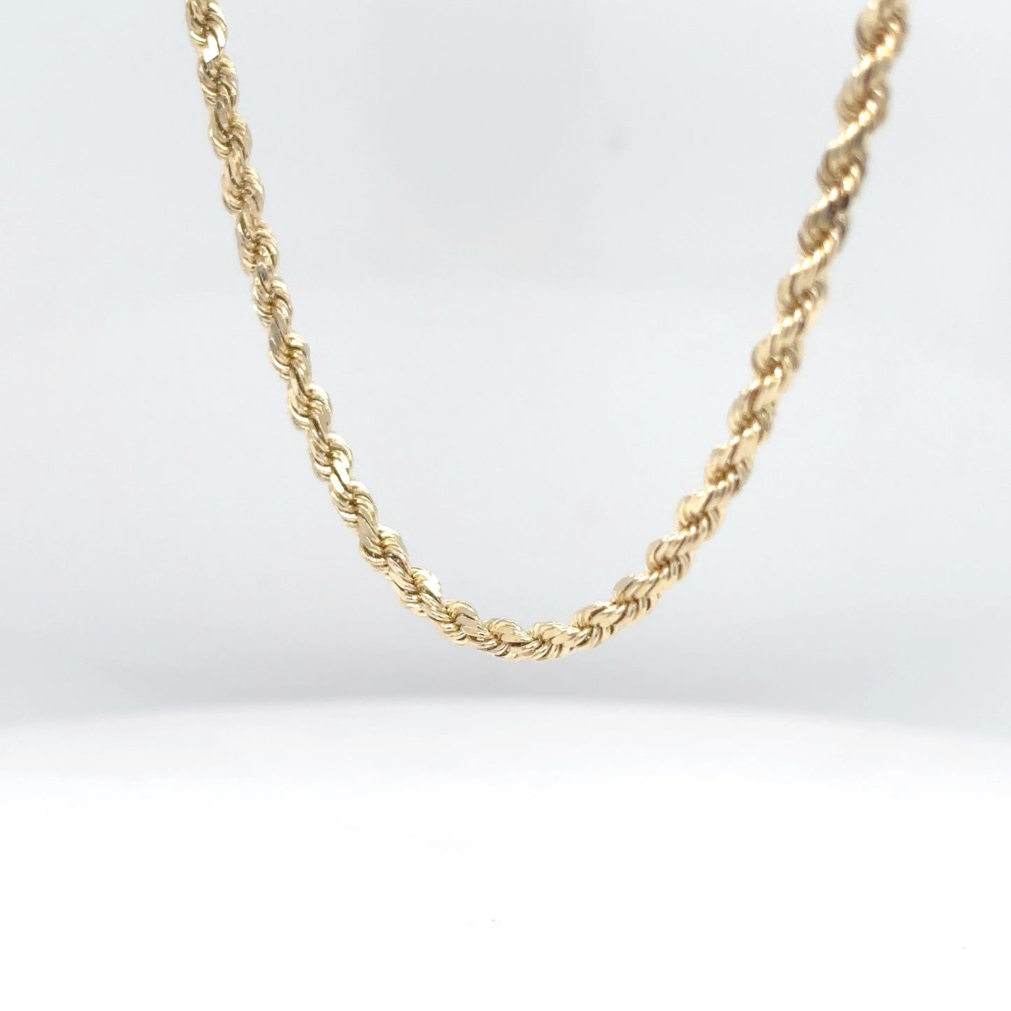10KY 30" 3.0MM SOLID DIAMOND CUT ROPE CHAIN 17.9G