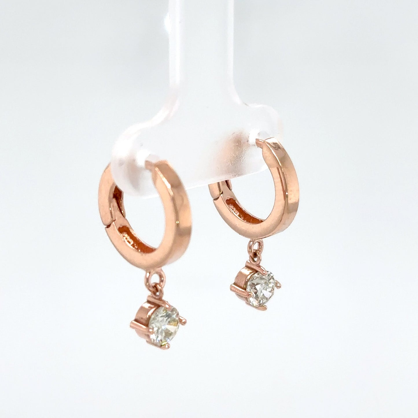 14KR 0.72CTW ROUND DIAMOND 14.1MM DANGLE HOOP EARRINGS SI1/J-K