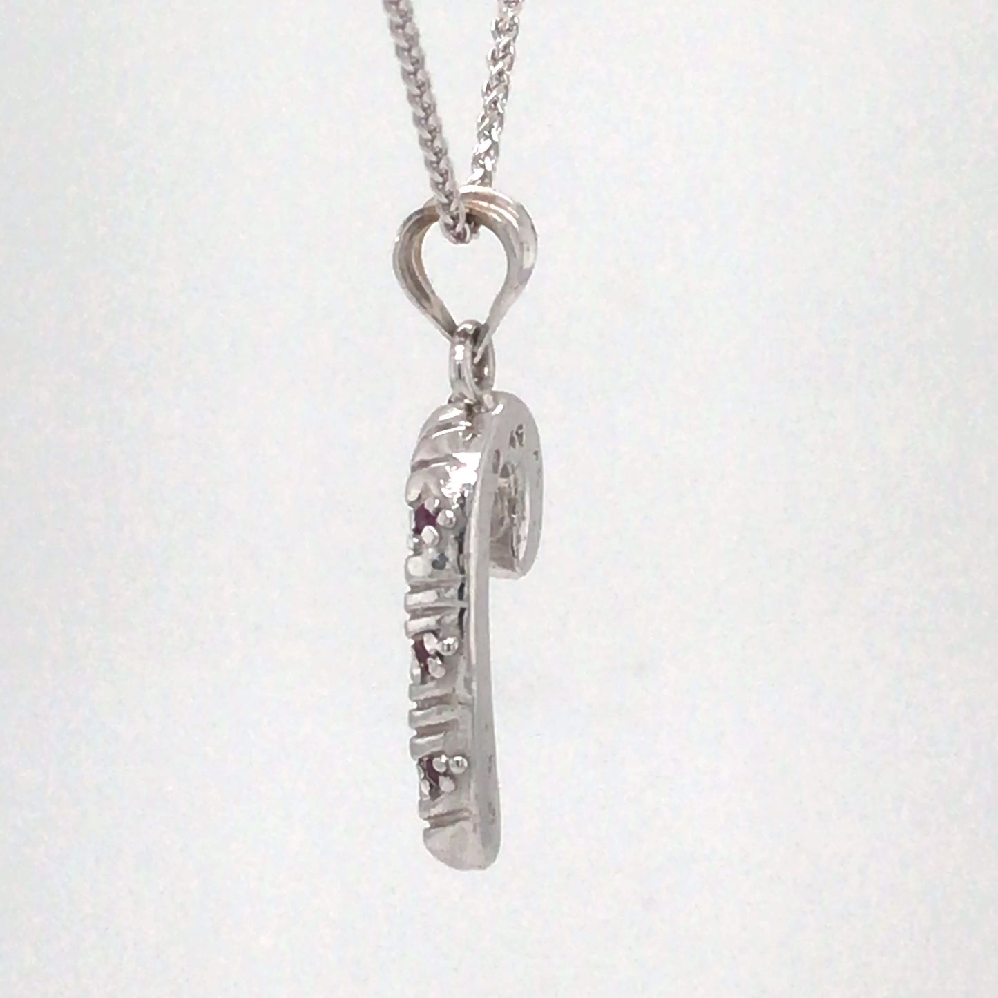 14KW .07CTW RUBY CANDY CANE PENDANT