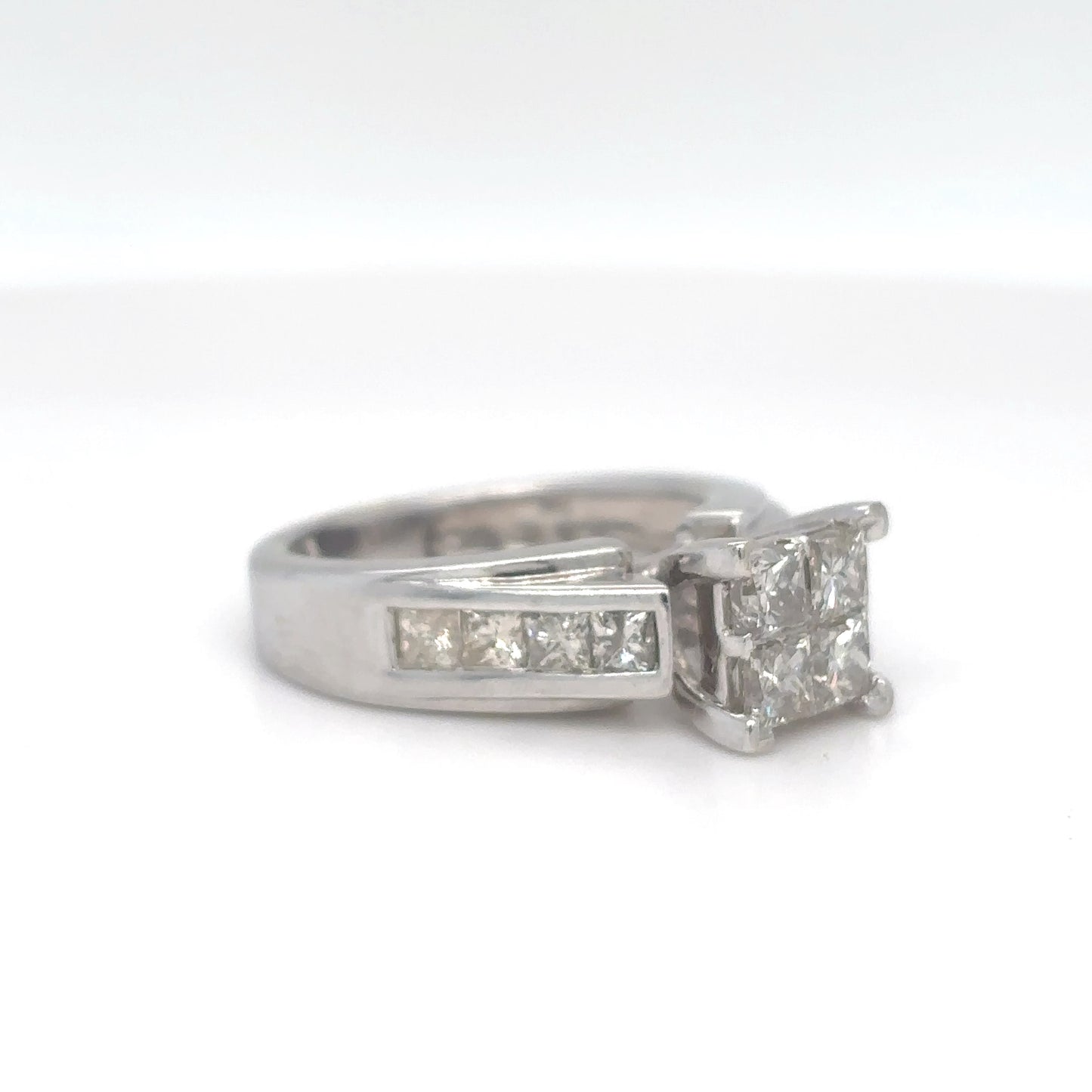 10KW 1.20CTW PRINCESS CUT DIAMOND ENGAGEMENT RING SI2/I-J 4.4G