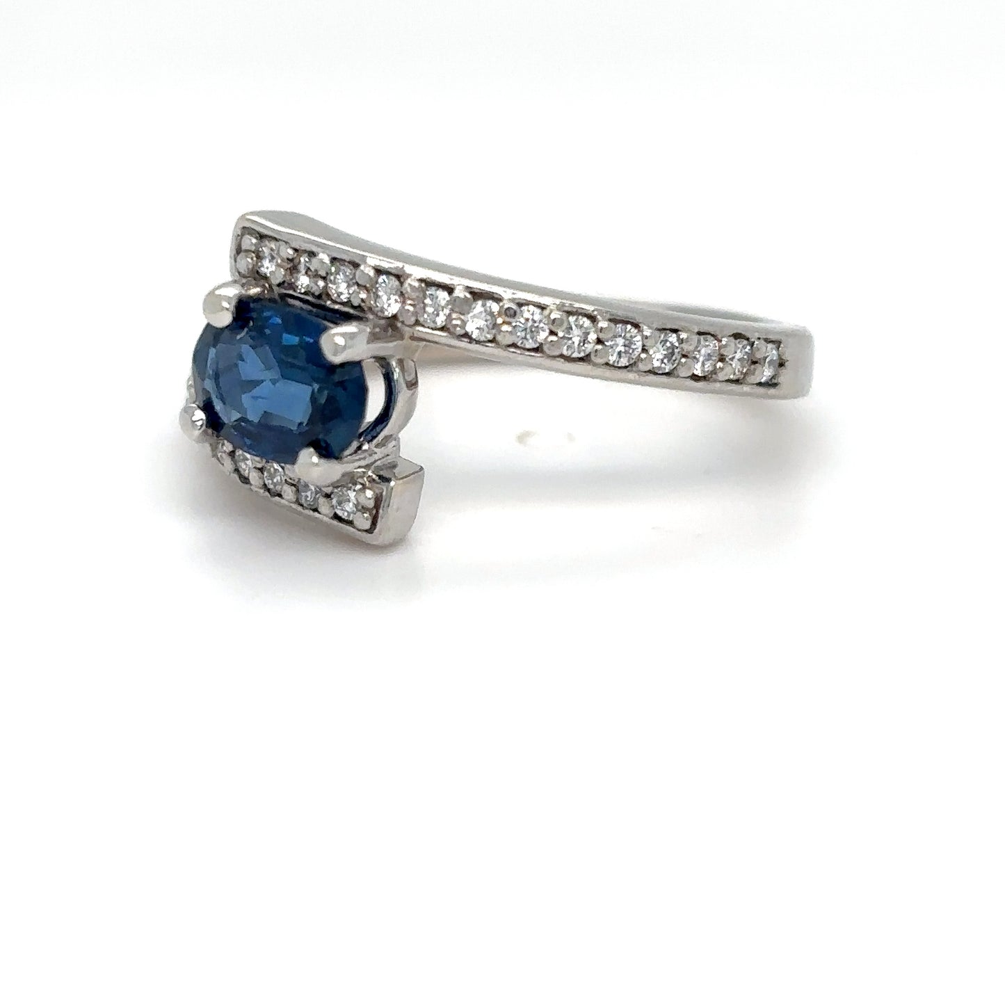 14KW 1.08CTW BLUE SAPPHIRE-DIAMOND BYPASS RING