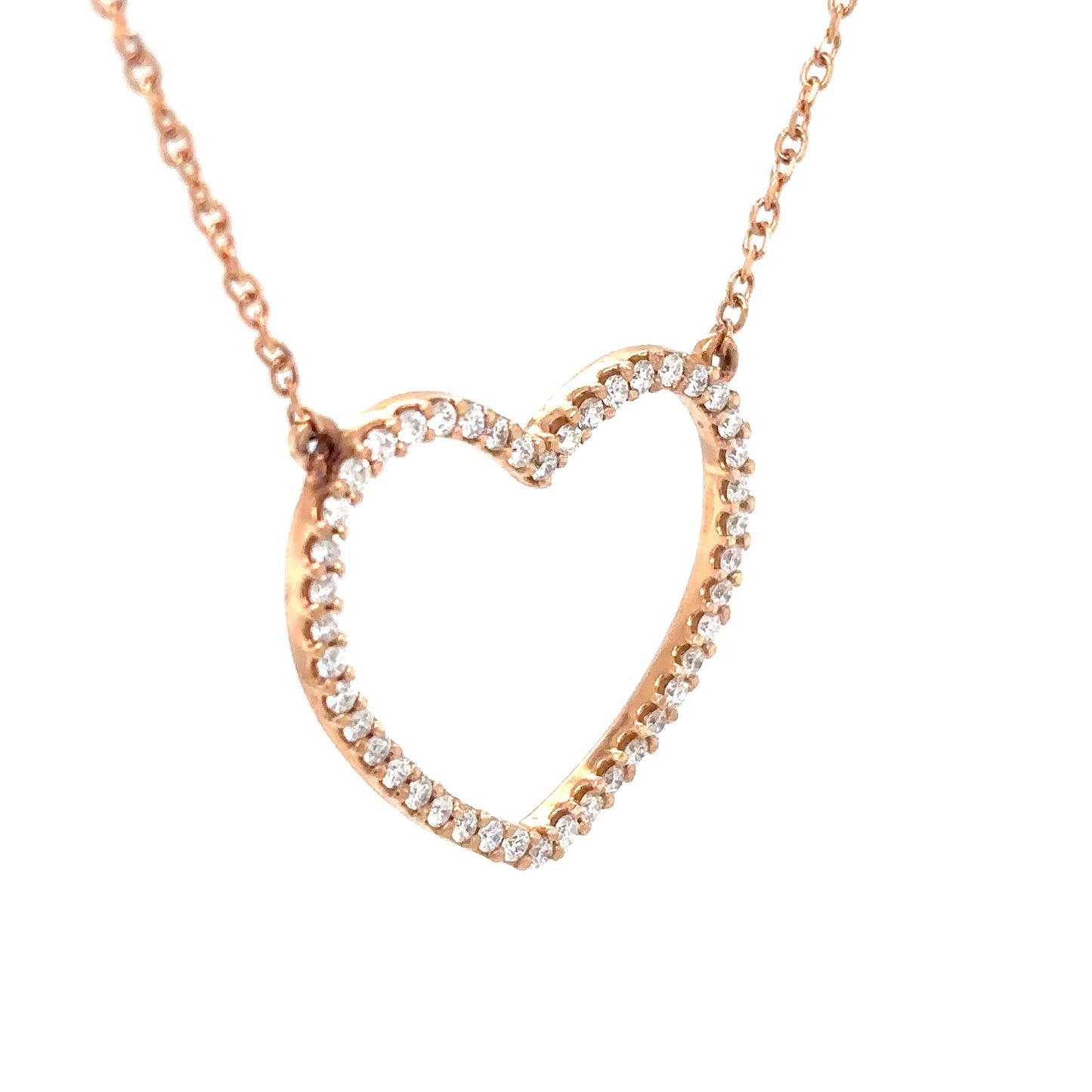 14KR 17" 0.33 CTW DIAMOND HEART PENDANT VS/F-G