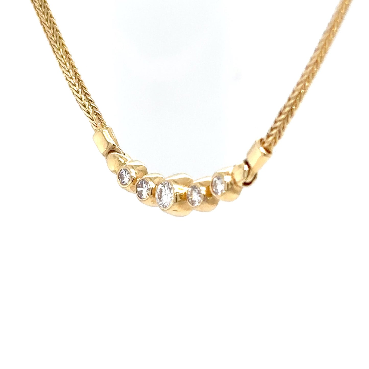 14KY 17" 0.50CTW GRADUATED DIAMOND NECKLACE VS/G-H 7.6G