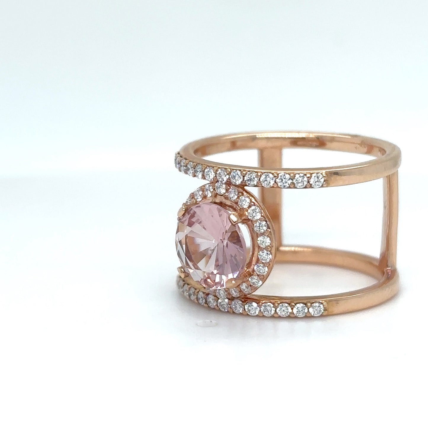 14KR 1.95CTW MORGANITE-DIAMOND RING VS/F-G