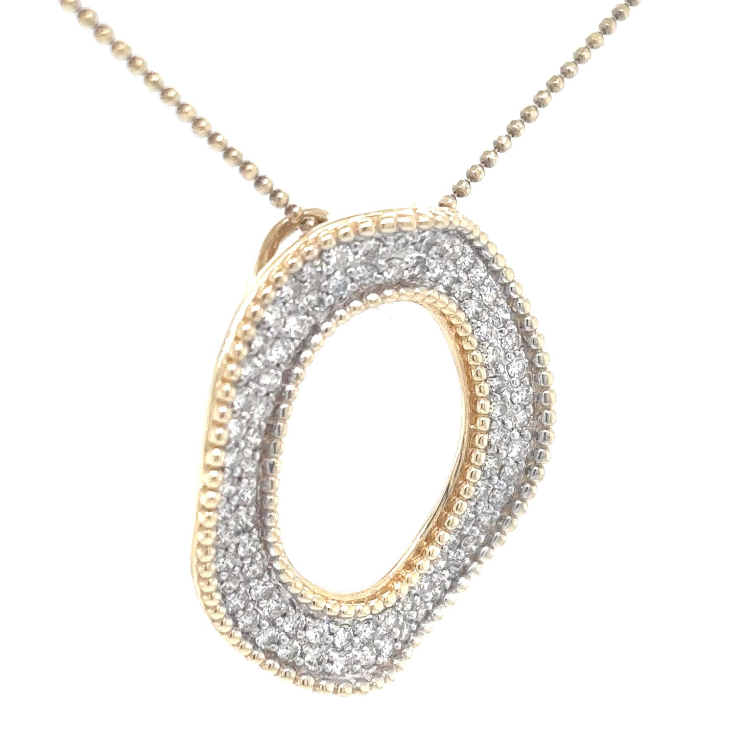 14KY 18" 1.00CTW DOUBLE ROW DIAMOND WAVY SLIDE PENDANT SI/G-H 5.8G