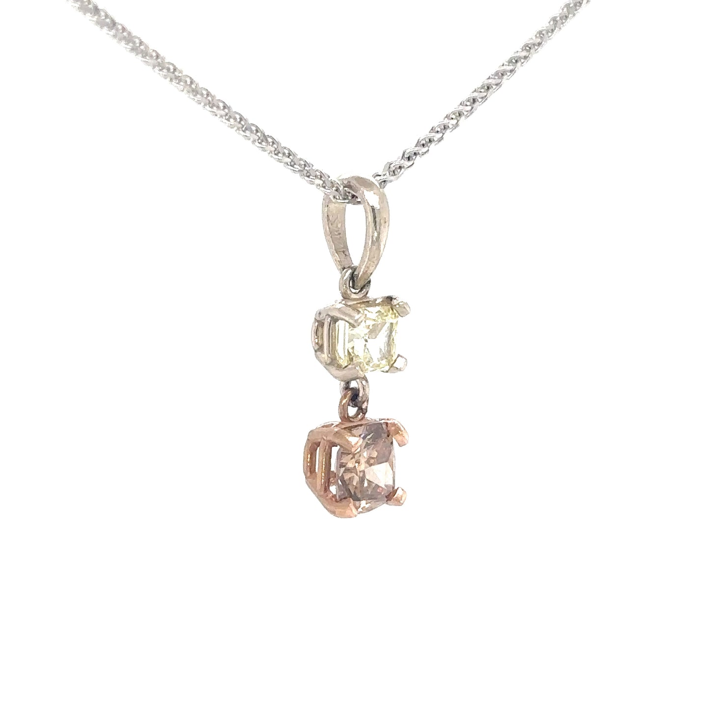 14KTT 0.75CTW NATURAL YELLOW-CHOCOLATE DIAMOND PENDANT