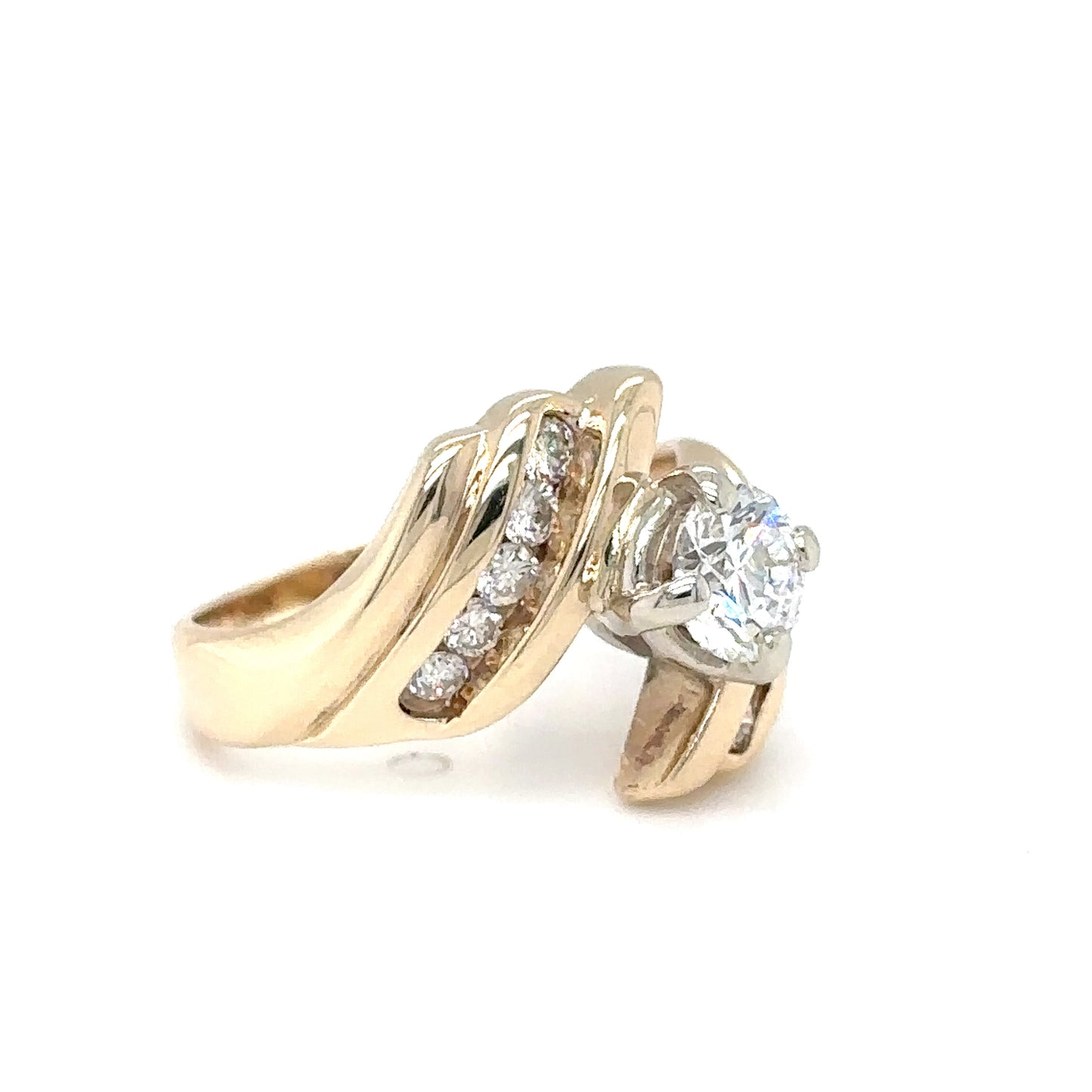 14KY 1.05CTW ROUND DIAMOND BYPASS RING VVS1/G-H 5.1G