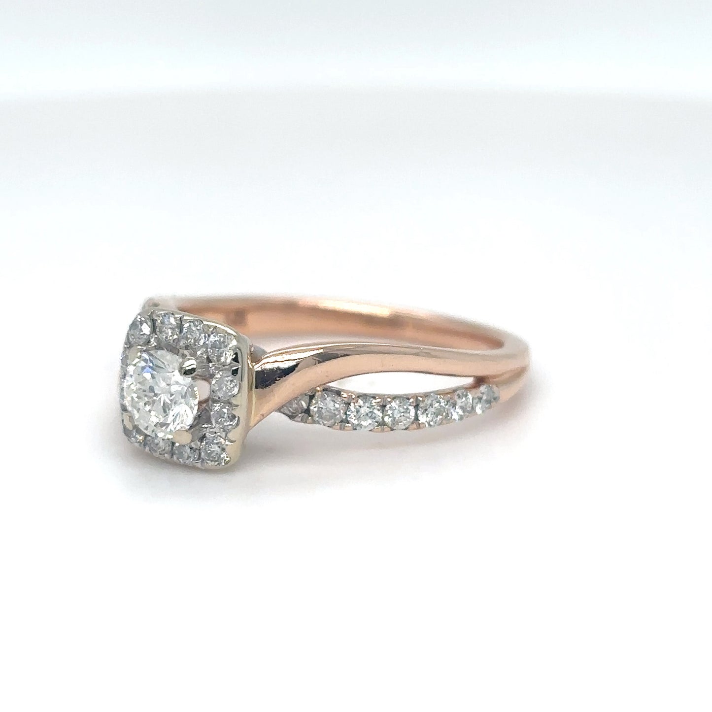 14KR 0.69CTW ROUND DIAMOND HALO ENGAGEMENT RING SI2-I1/H-I 3.6G