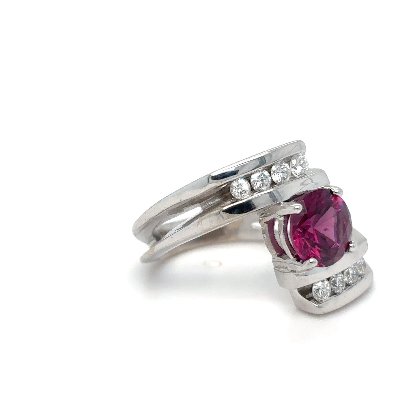 14KW 2.26CT PURPLE RHODOLITE GARNET-0.50CTW DIAMOND RING VS/G-H 10.5G