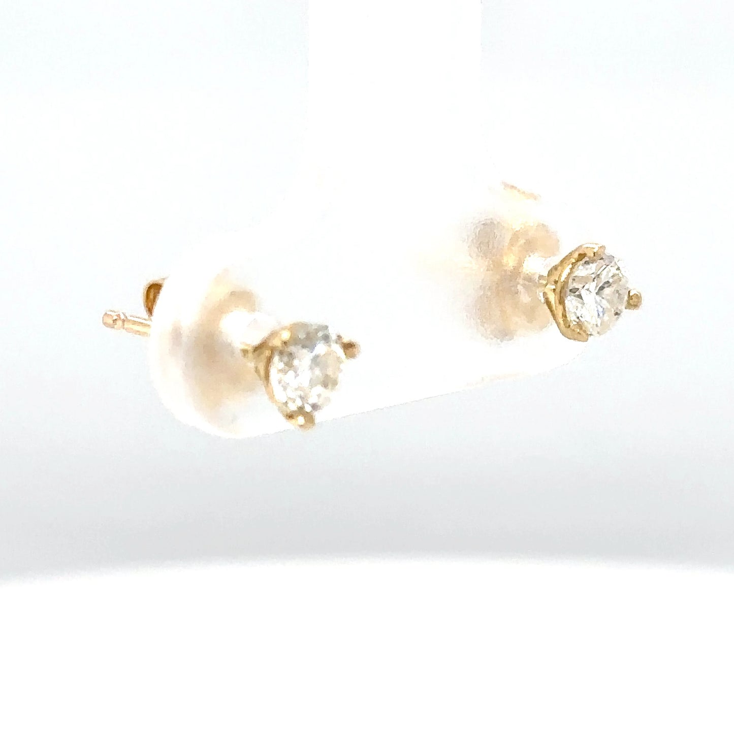 14KY 0.36CTW ROUND DIAMOND SOLITAIRE EARRINGS I1/H-I
