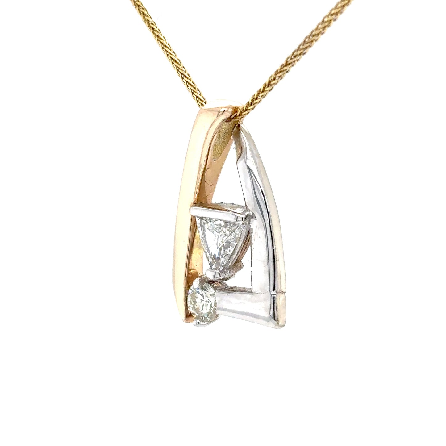 14KTT 0.88CTW TRILLION-ROUND DIAMOND SLIDE PENDANT SI/H 5.5G