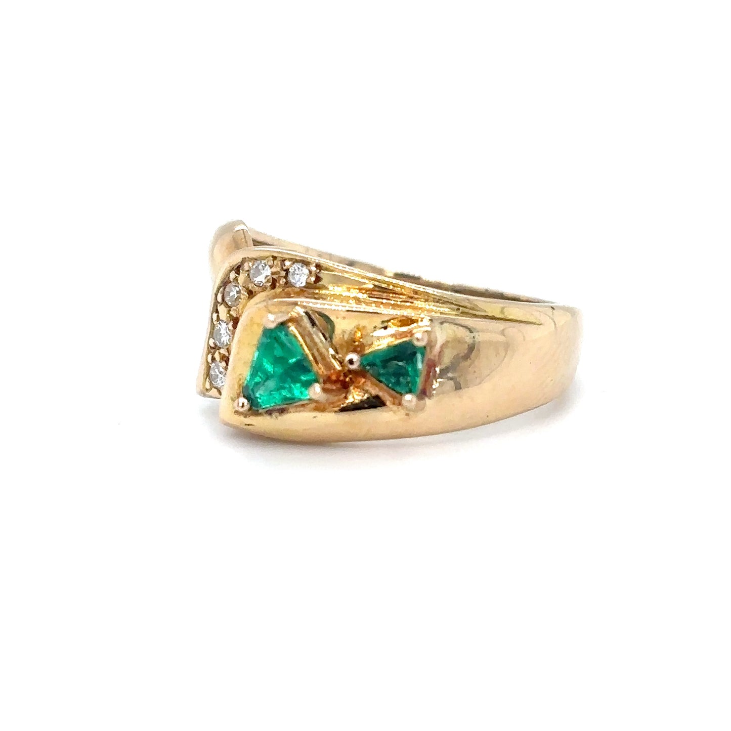 14KY 0.55CTW EMERALD-DIAMOND RING "AA"-SI/G-H 5.2G