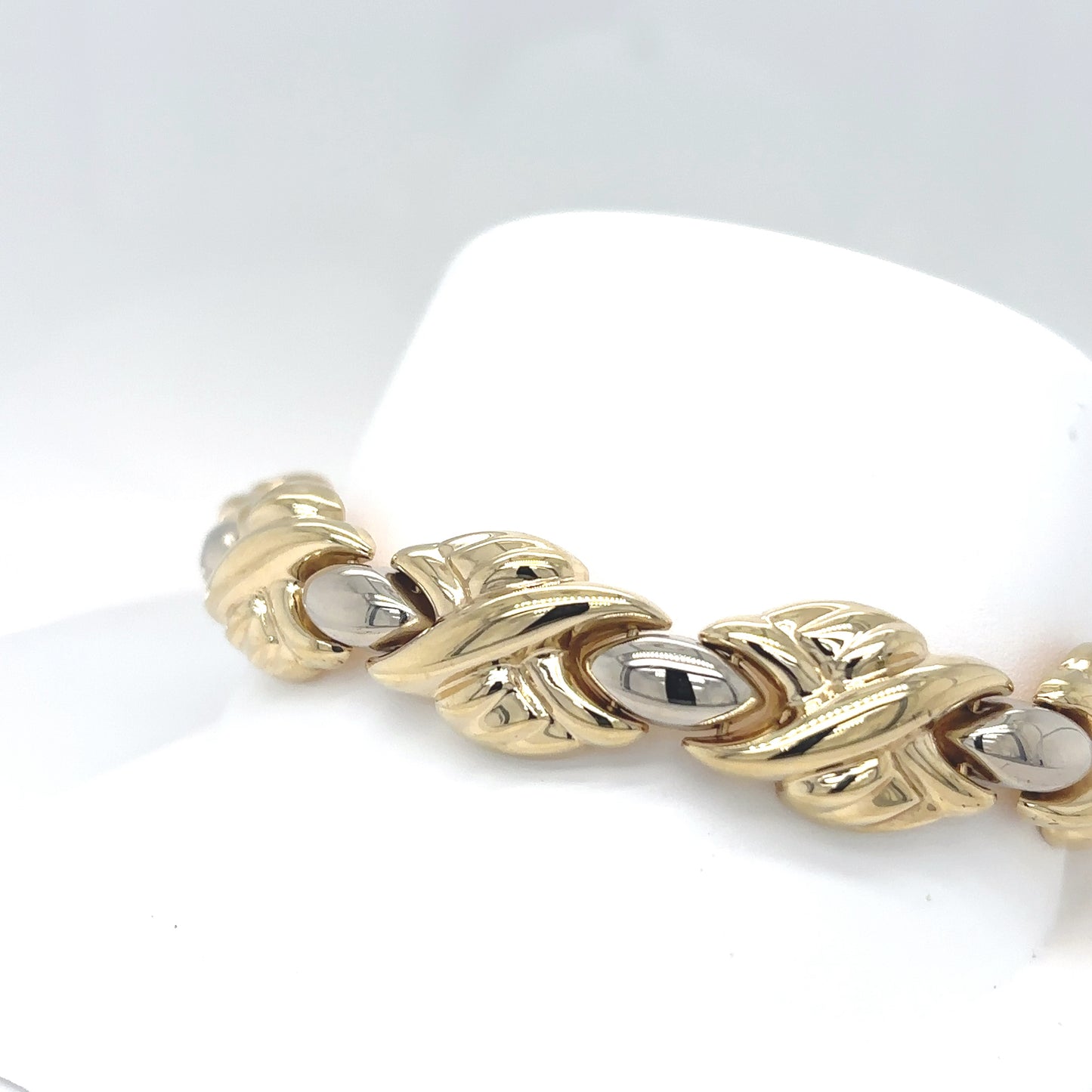 14K TWO-TONE 7.5" 13.5MM FANCY BRACELET 22.7G