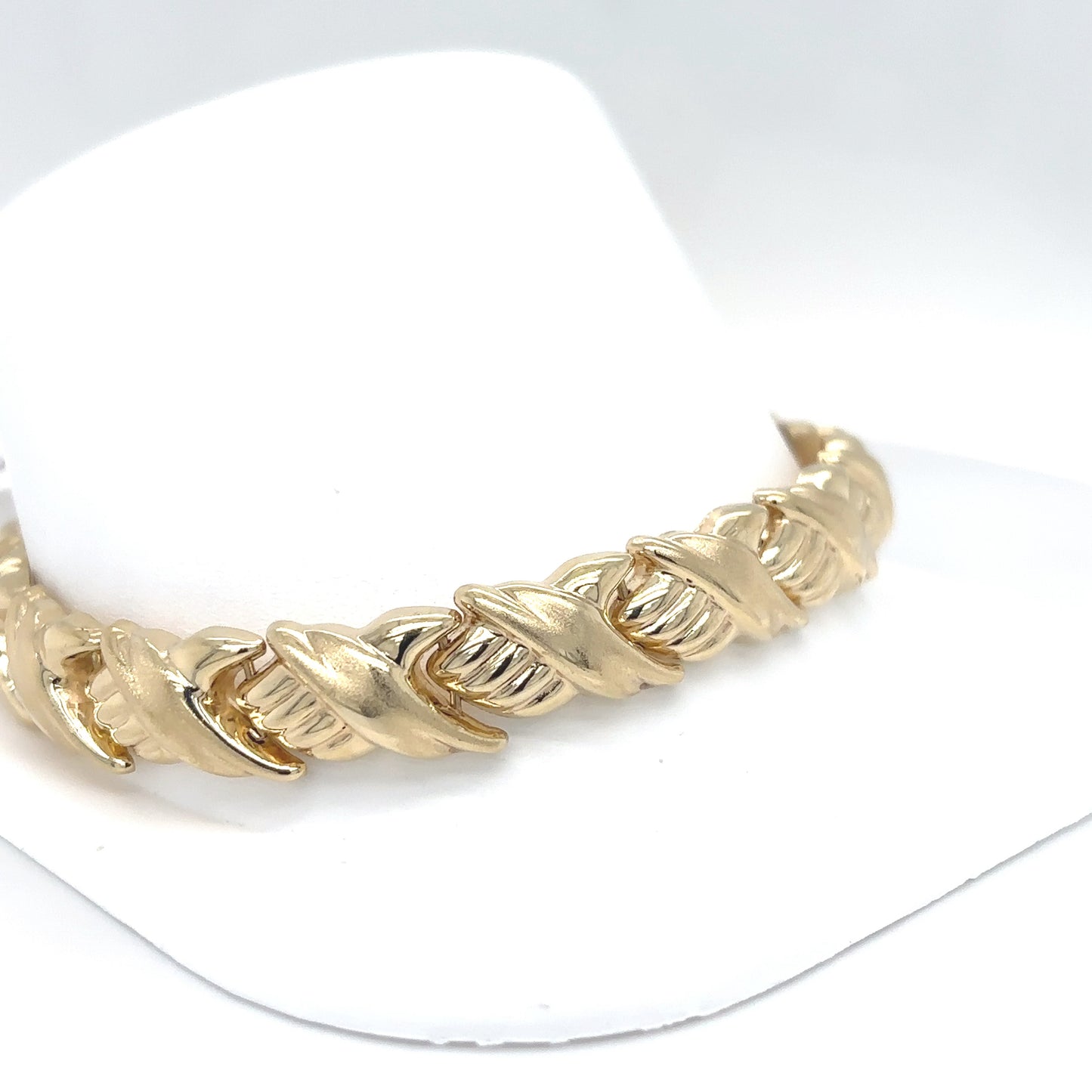 14KY 8" 9.5MM FASHION BRACELET 16.3G