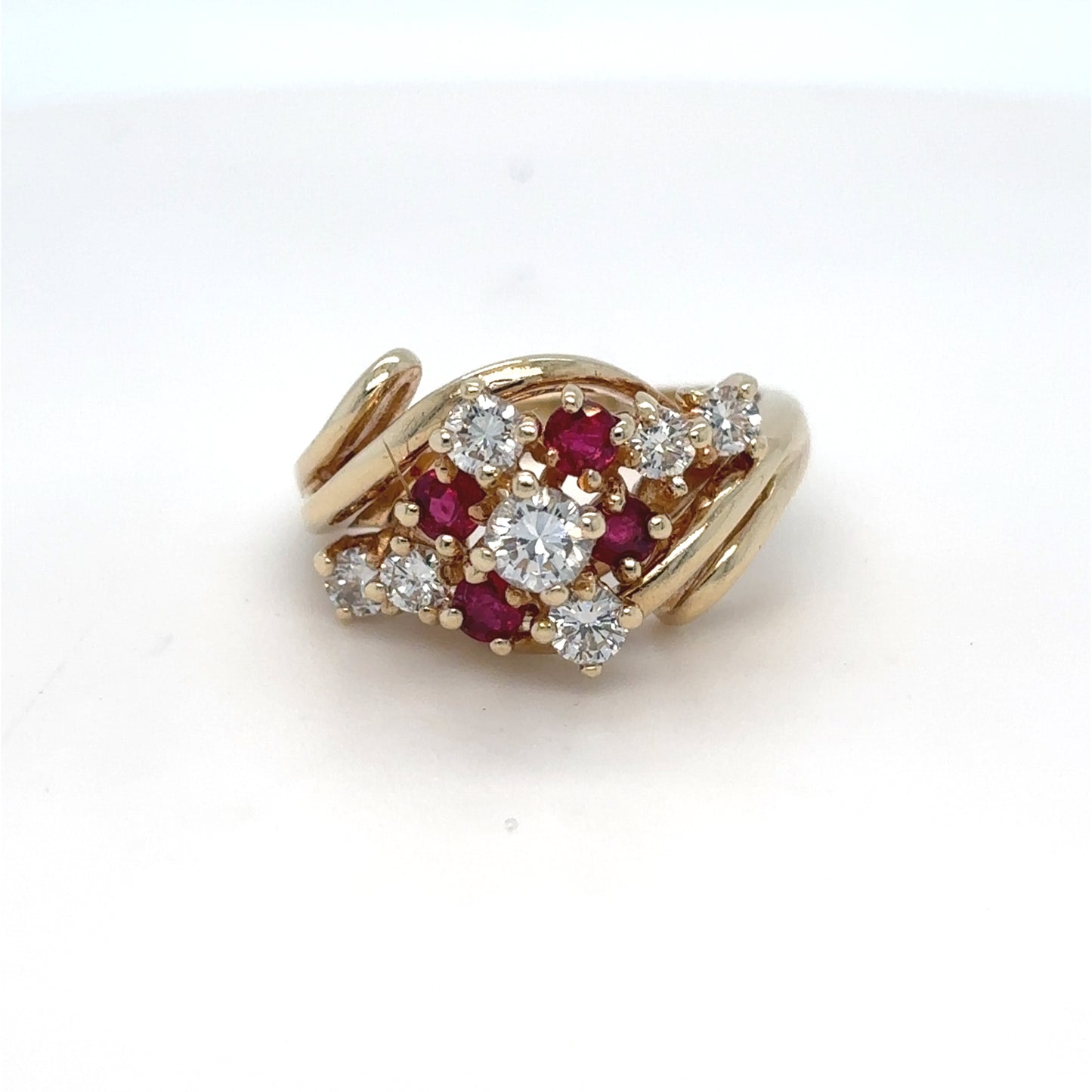 14KY 1.00CTW RUBY-DIAMOND COCKTAIL RING "AAA" VS2-SI1/G-H