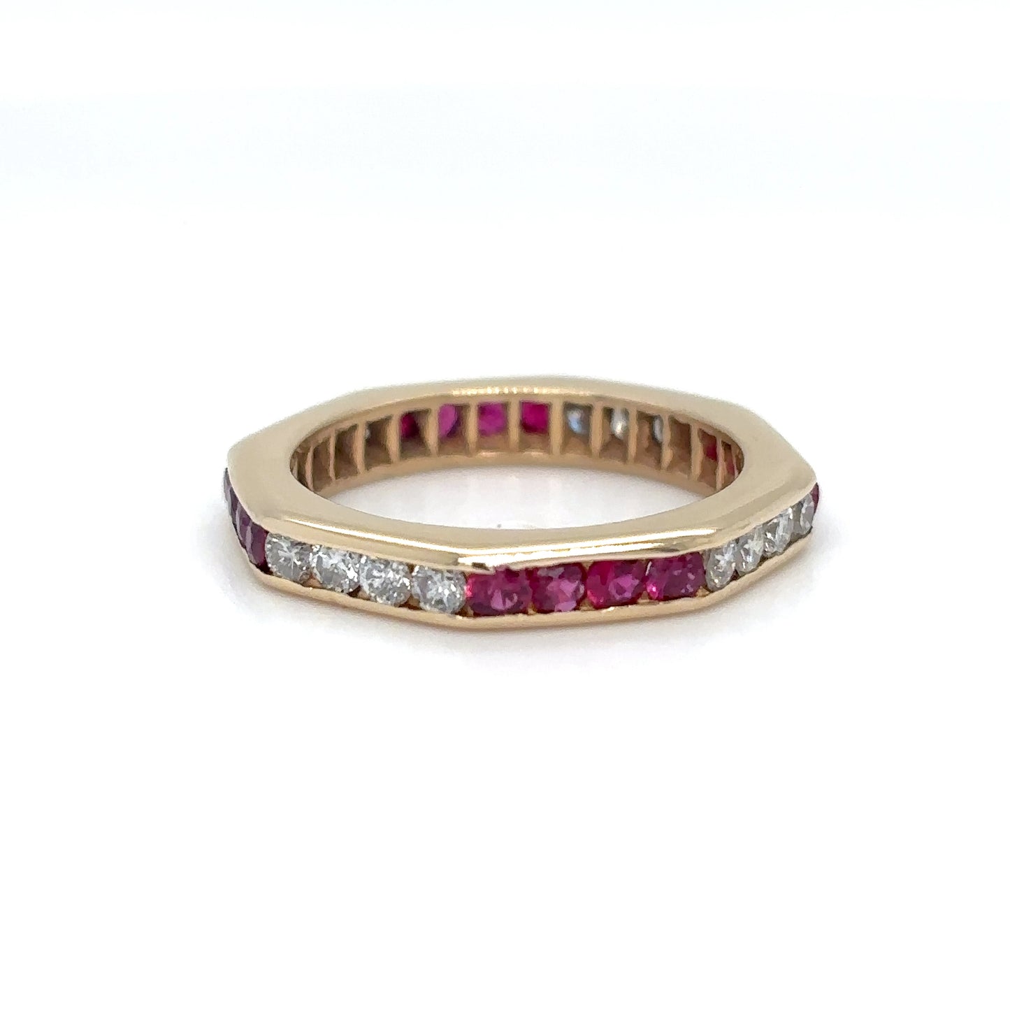 14KY 0.64CTW RUBY-DIAMOND ETERNITY RING "AA" SI/G-H 2.6G
