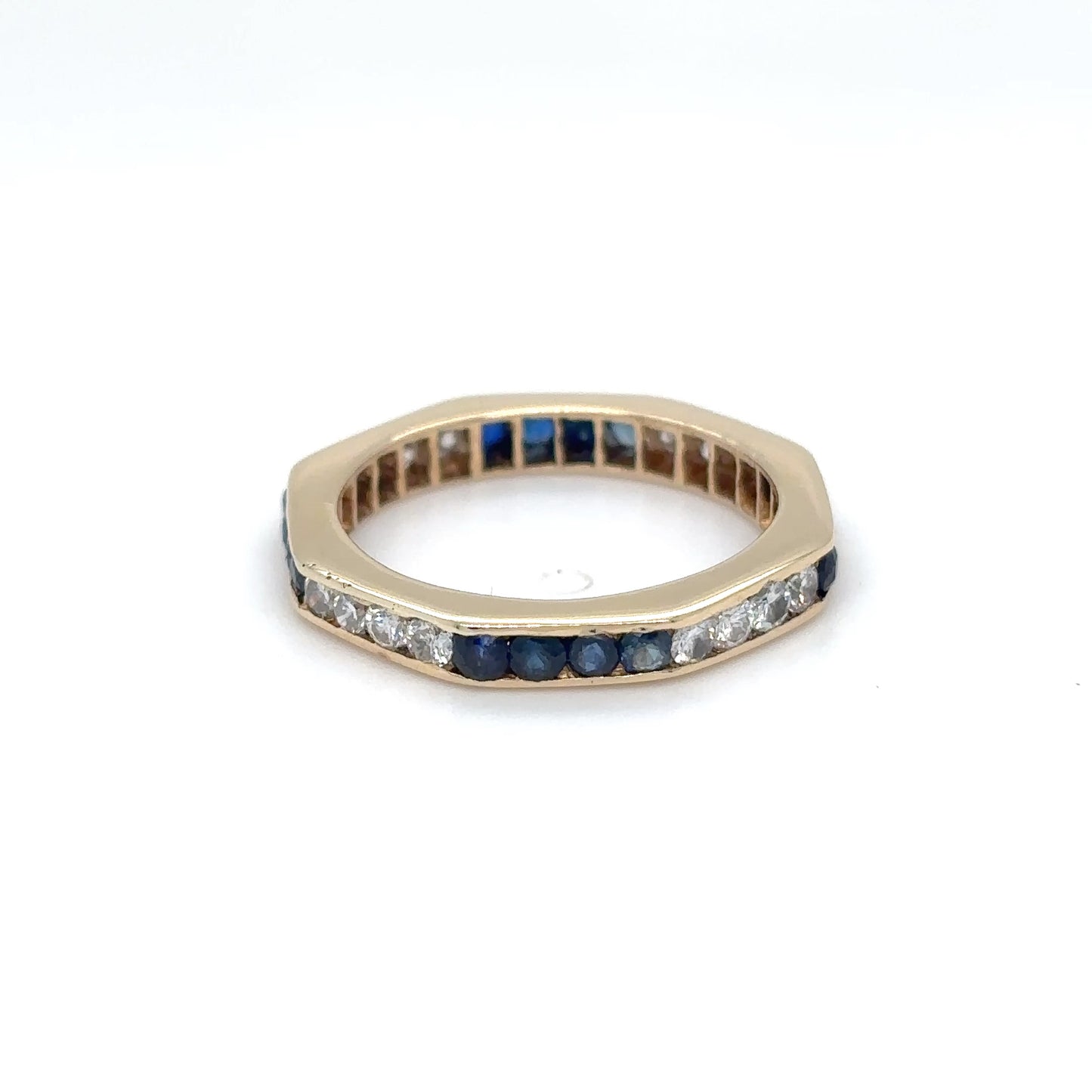 14KY 0.64CTW SAPPHIRE-DIAMOND ETERNITY RING "AA" SI/G-H 2.0G