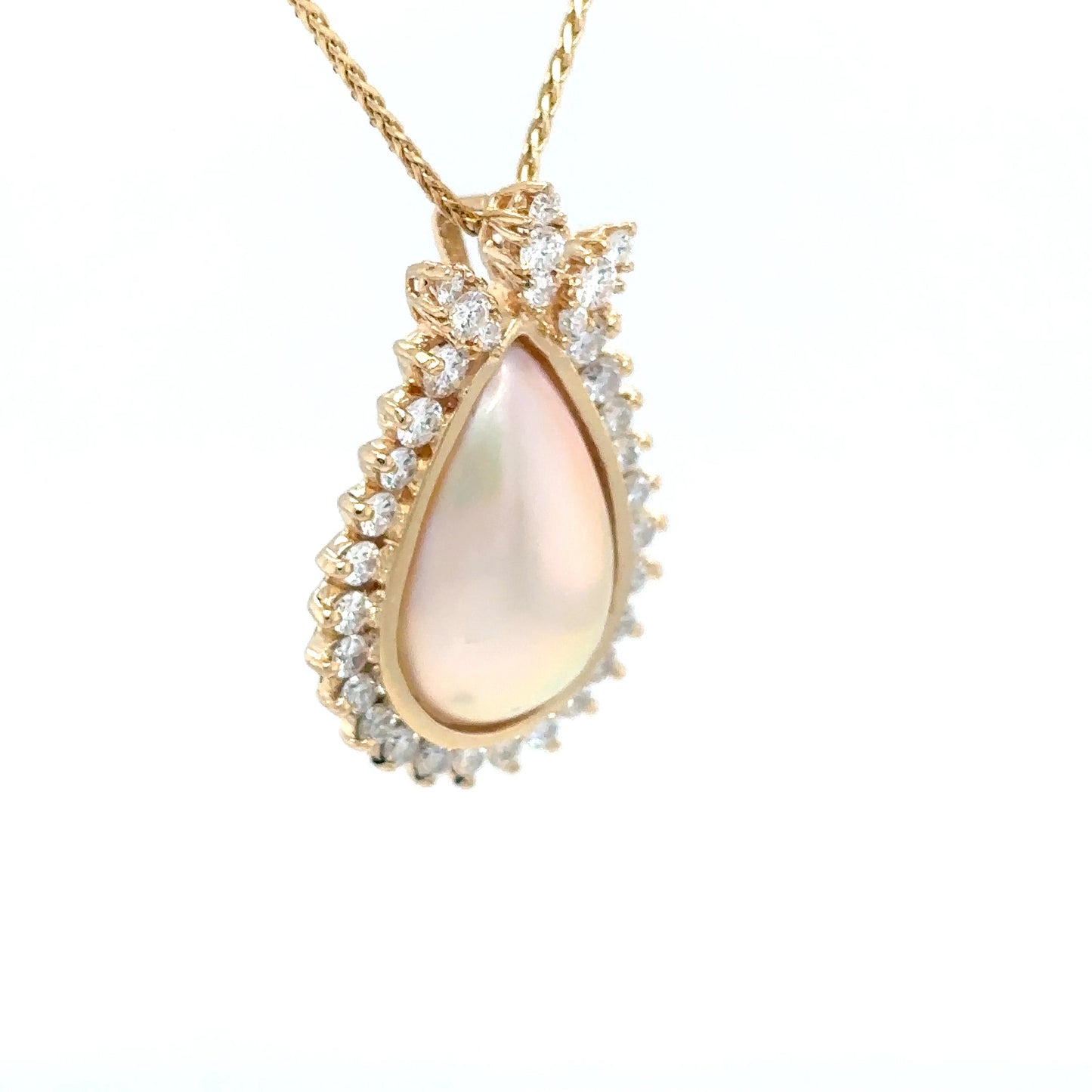 14KY 20X12MM MABE PEARL-1.00CTW DIAMOND PENDANT VS/G-H 3.0G