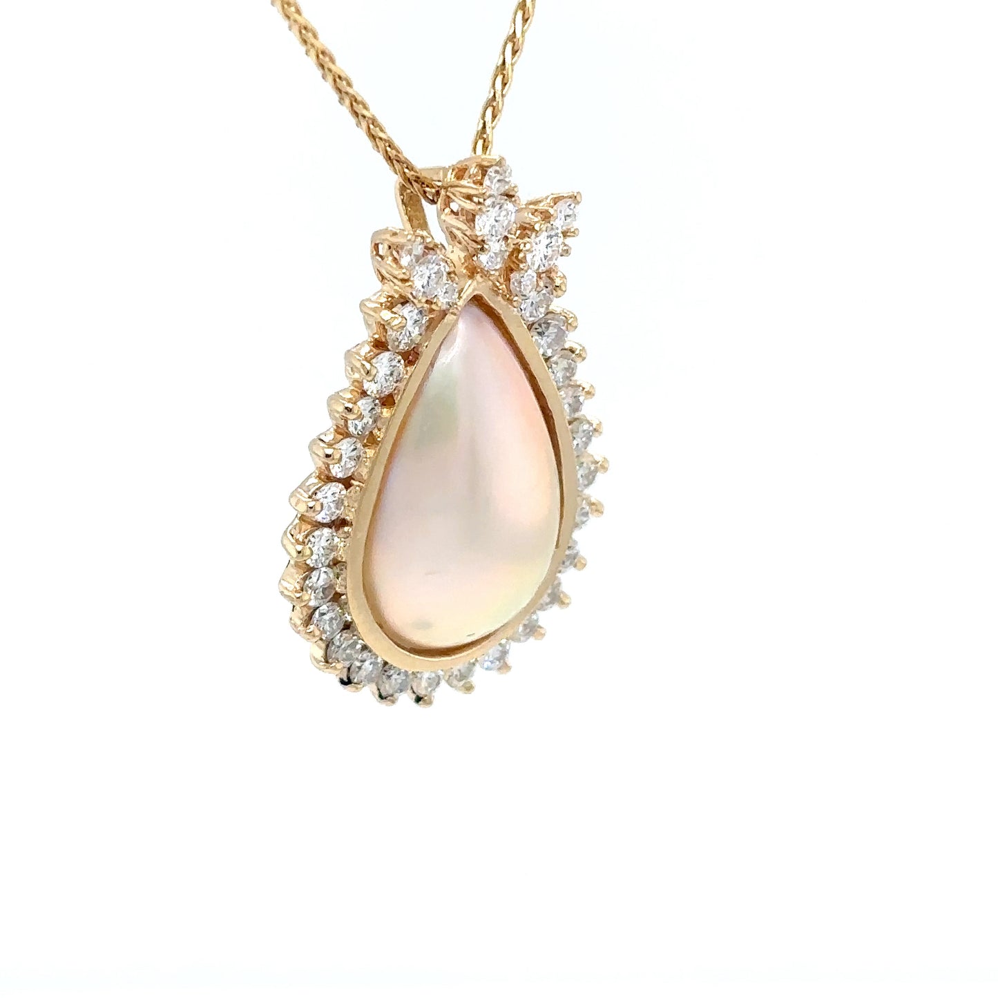 14KY 20X12MM MABE PEARL-1.00CTW DIAMOND PENDANT VS/G-H 3.0G