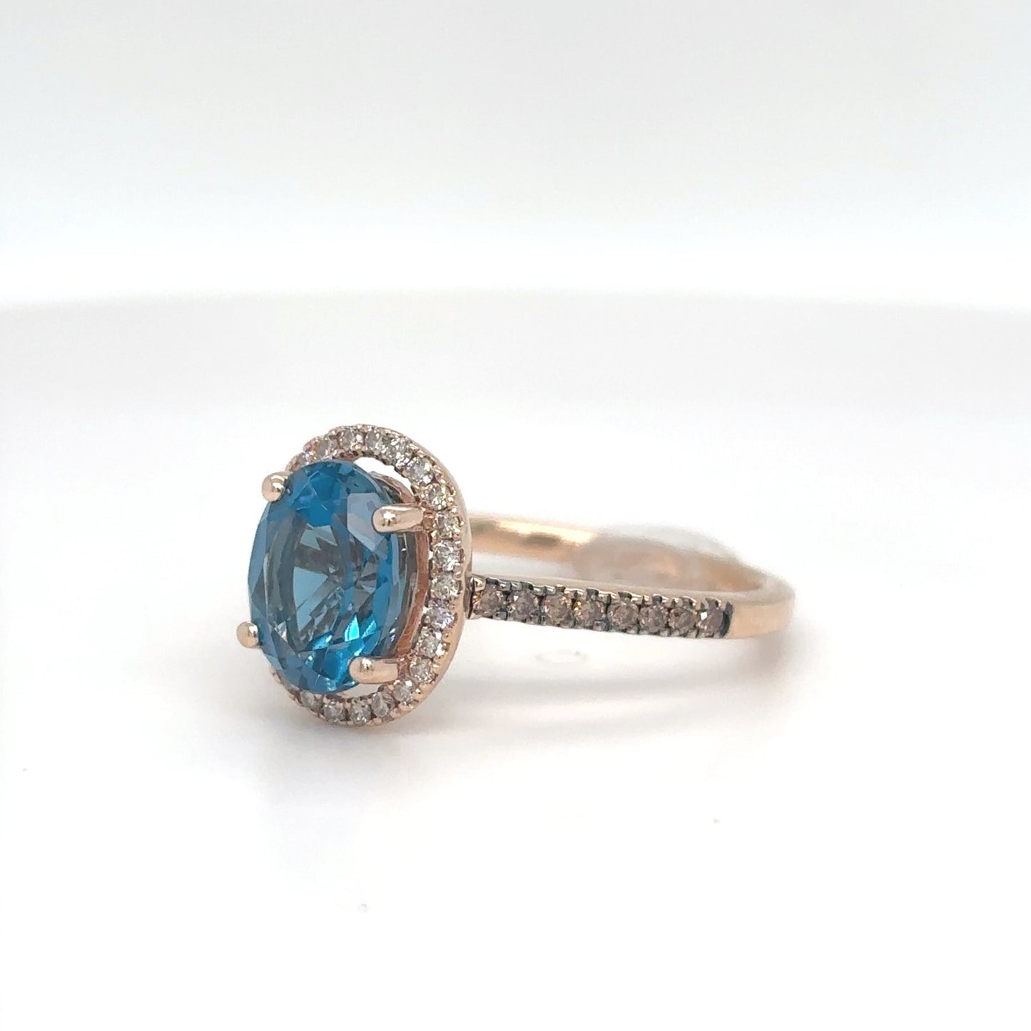 14KR LEVIAN 1.95CT LONDON BLUE TOPAZ-DIAMOND RING "AAA" 3.3G