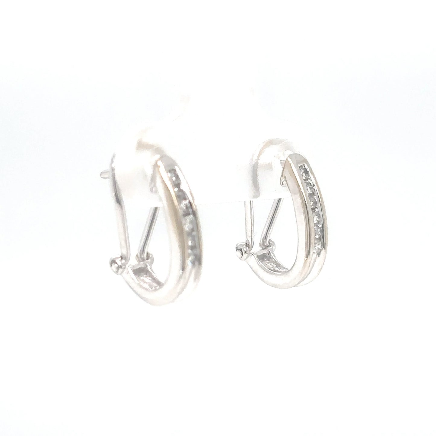 14KW 0.20CTW DIAMOND HOOP EARRINGS I1/H-I 2.6G