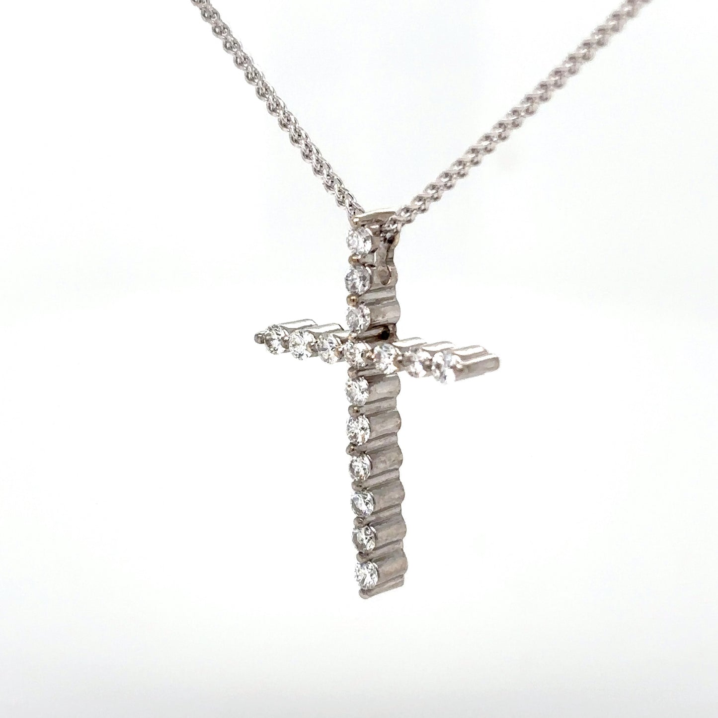 14KW 0.32CTW ROUND DIAMOND CROSS PENDANT VS2/F-G 1.3G
