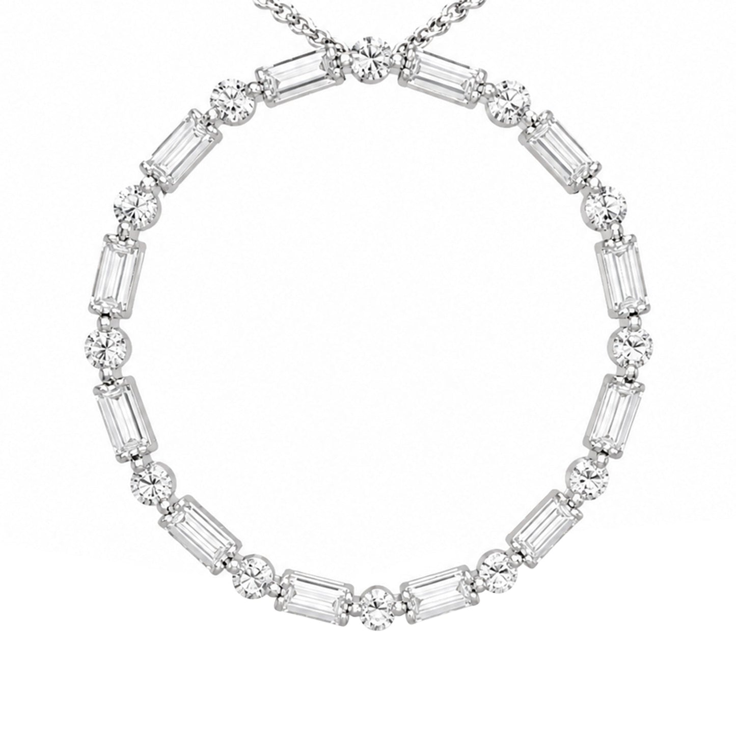 14KW 0.92CTW BAGUETTE-ROUND CIRCLE SLIDE PENDANT VS2/G 2.3G
