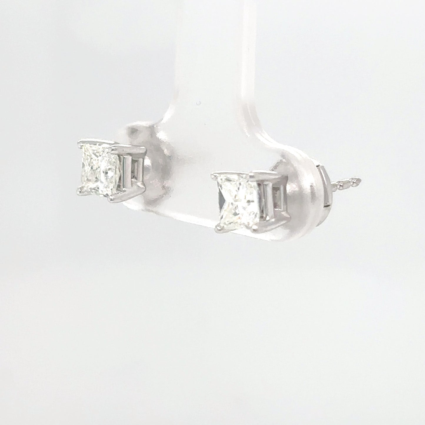 14KW 0.96CTW PRINCESS CUT DIAMOND EARRINGS SI2/I