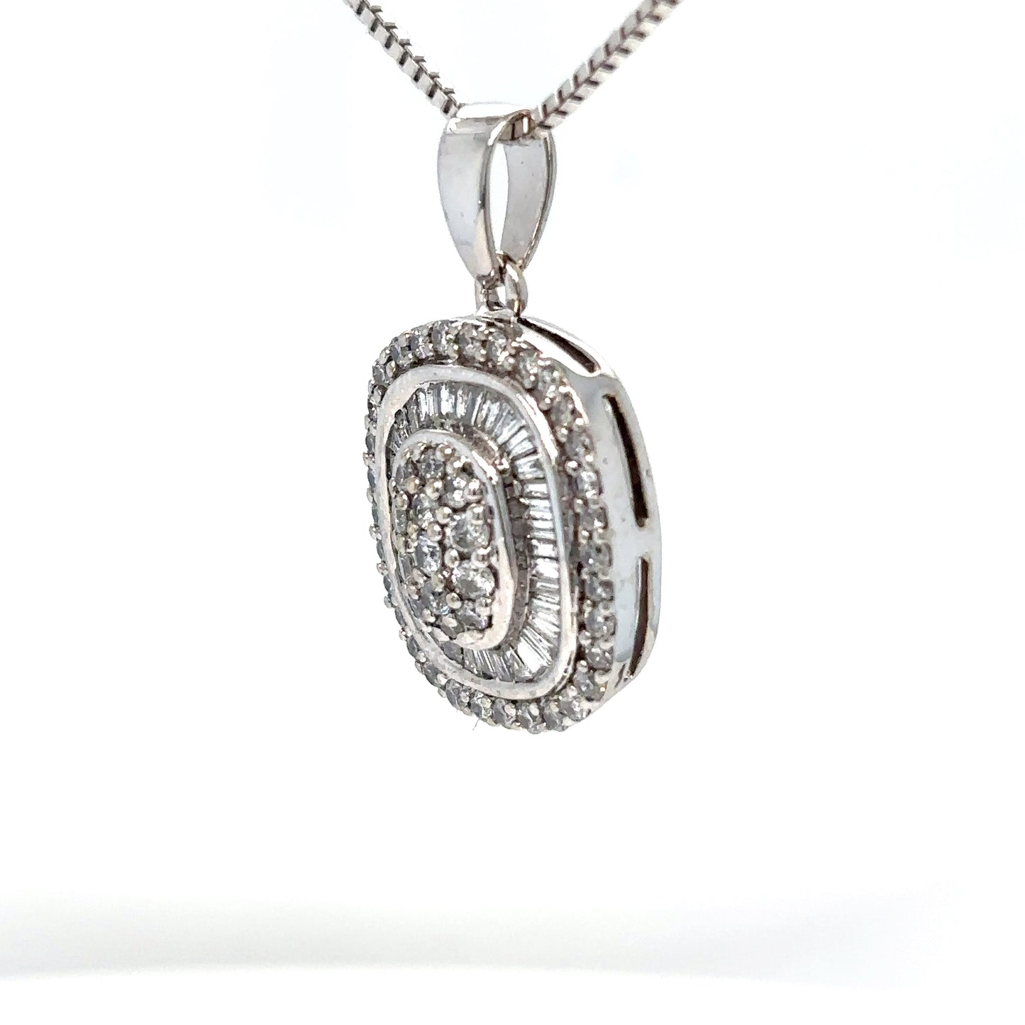 14KW 1.00CTW BAGUETTE-ROUND DIAMOND PENDANT SI/G-H 5.5G