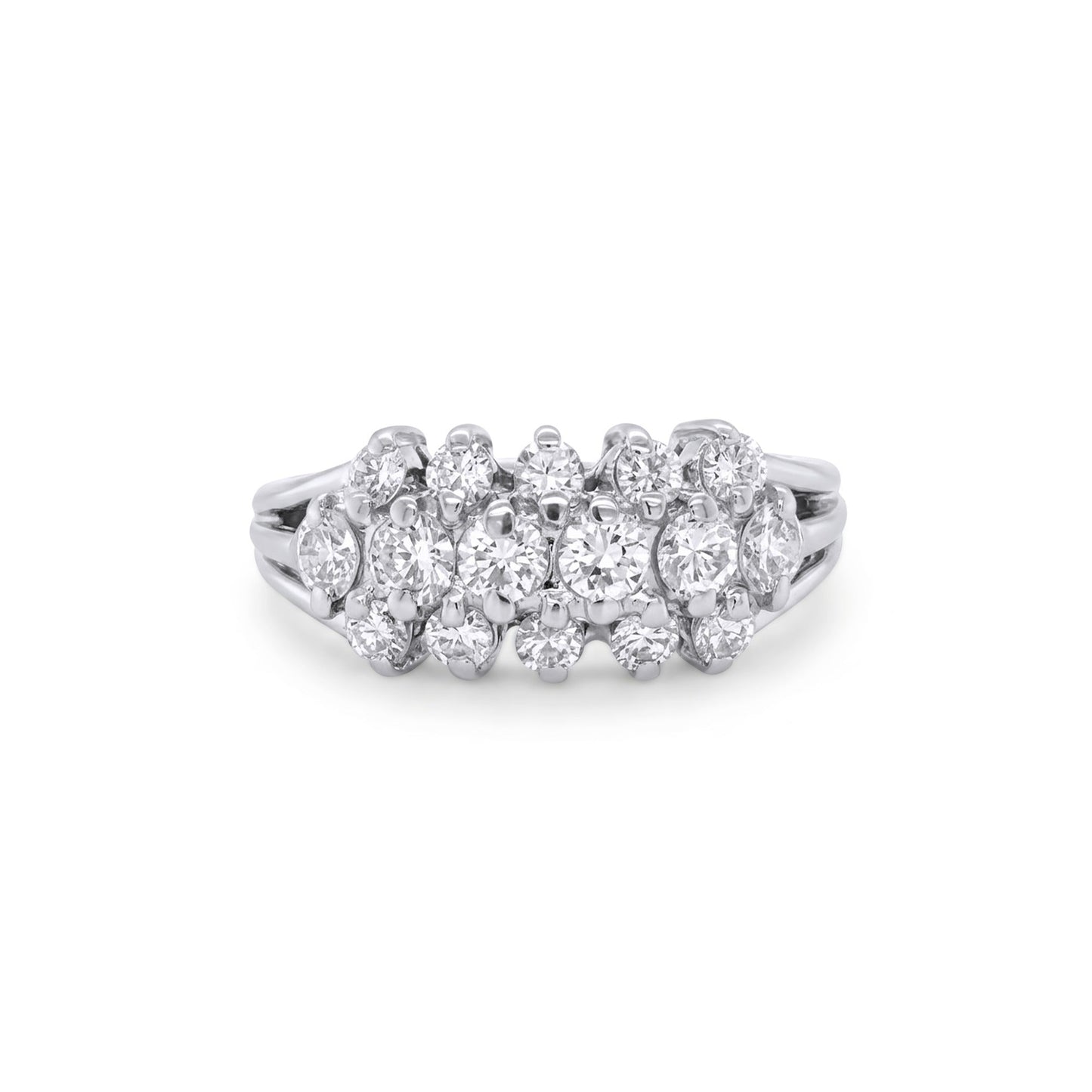14KW 1.00CTW THREE ROW DIAMOND BAND SI2/G-H 4.4G