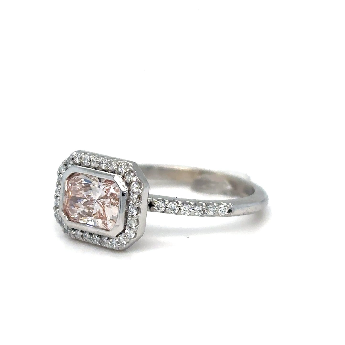 14KW 1.42CTW FANCY PINK-WHITE LAB GROWN DIAMOND RING VS1-FIP/VS1/F 4.0G