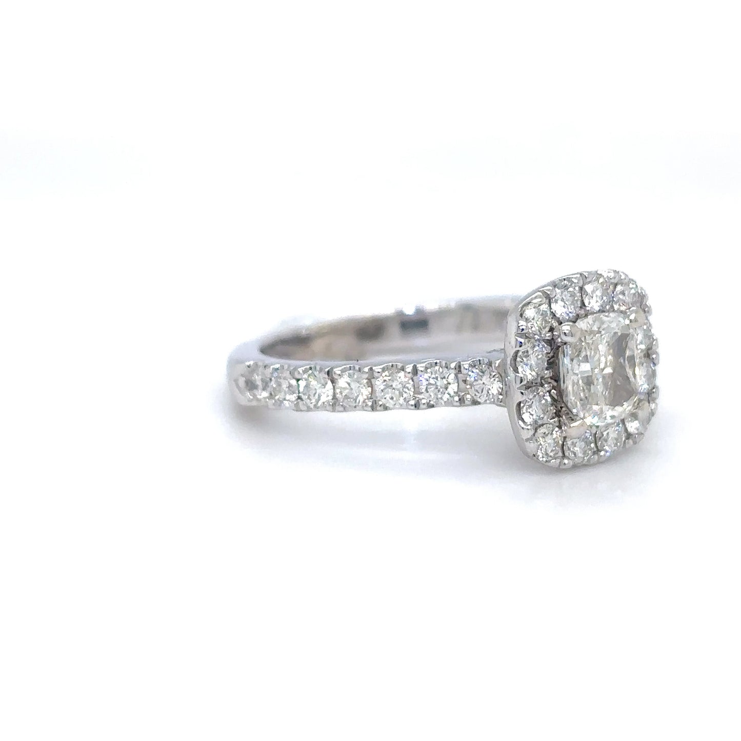 14KW 1.46CTW CUSHION MODIFIED BRILLIANT HALO ENGAGEMENT RING I1/I-SI1/G-H 4.3G