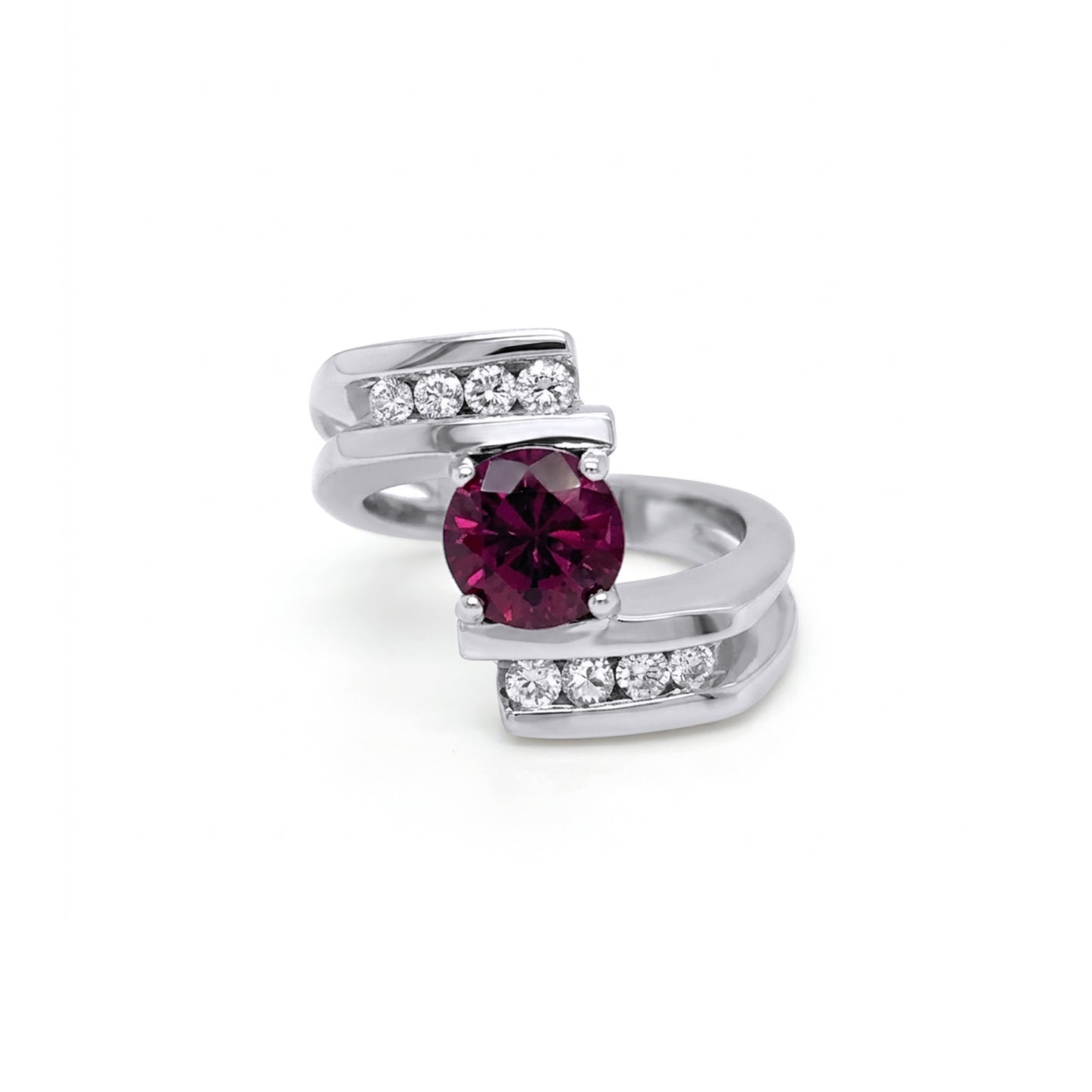 14KW 2.26CT PURPLE RHODOLITE GARNET-0.50CTW DIAMOND RING VS/G-H 10.5G