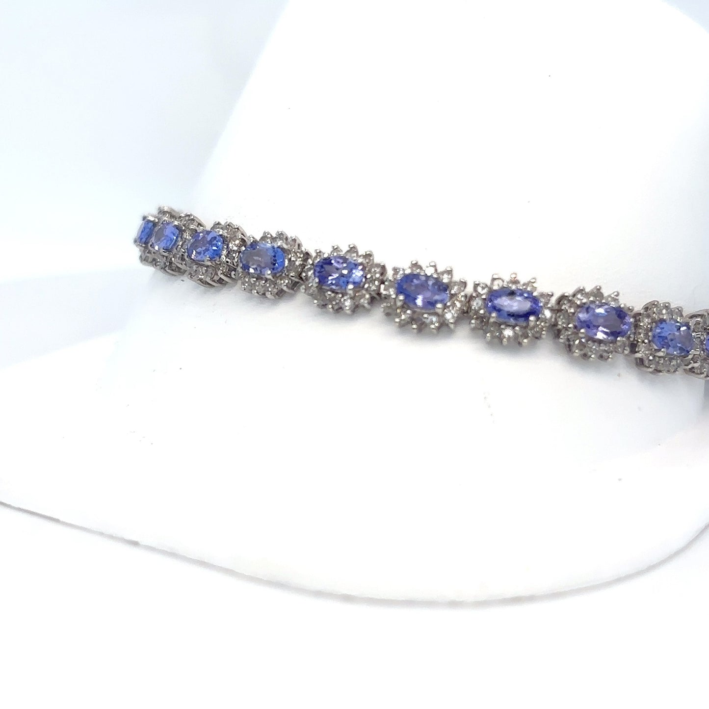 14KW 7.5" 7.50CTW TANZANITE-DIAMOND BRACELET "A" I1-2/H-I 10.0G