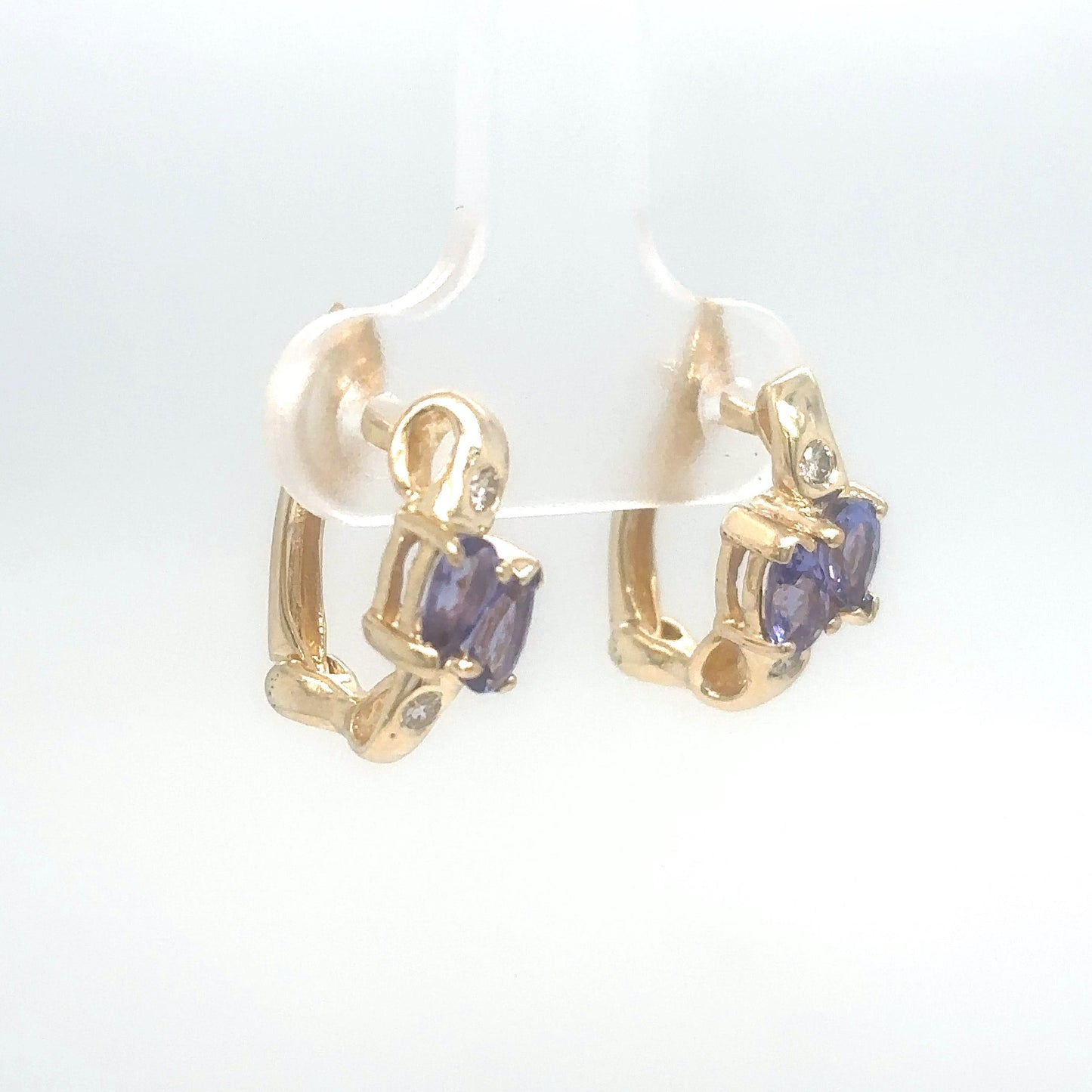 14KY 0.56CTW TANZANITE-DIAMOND EARRINGS "A" SI/G-H 3.2G