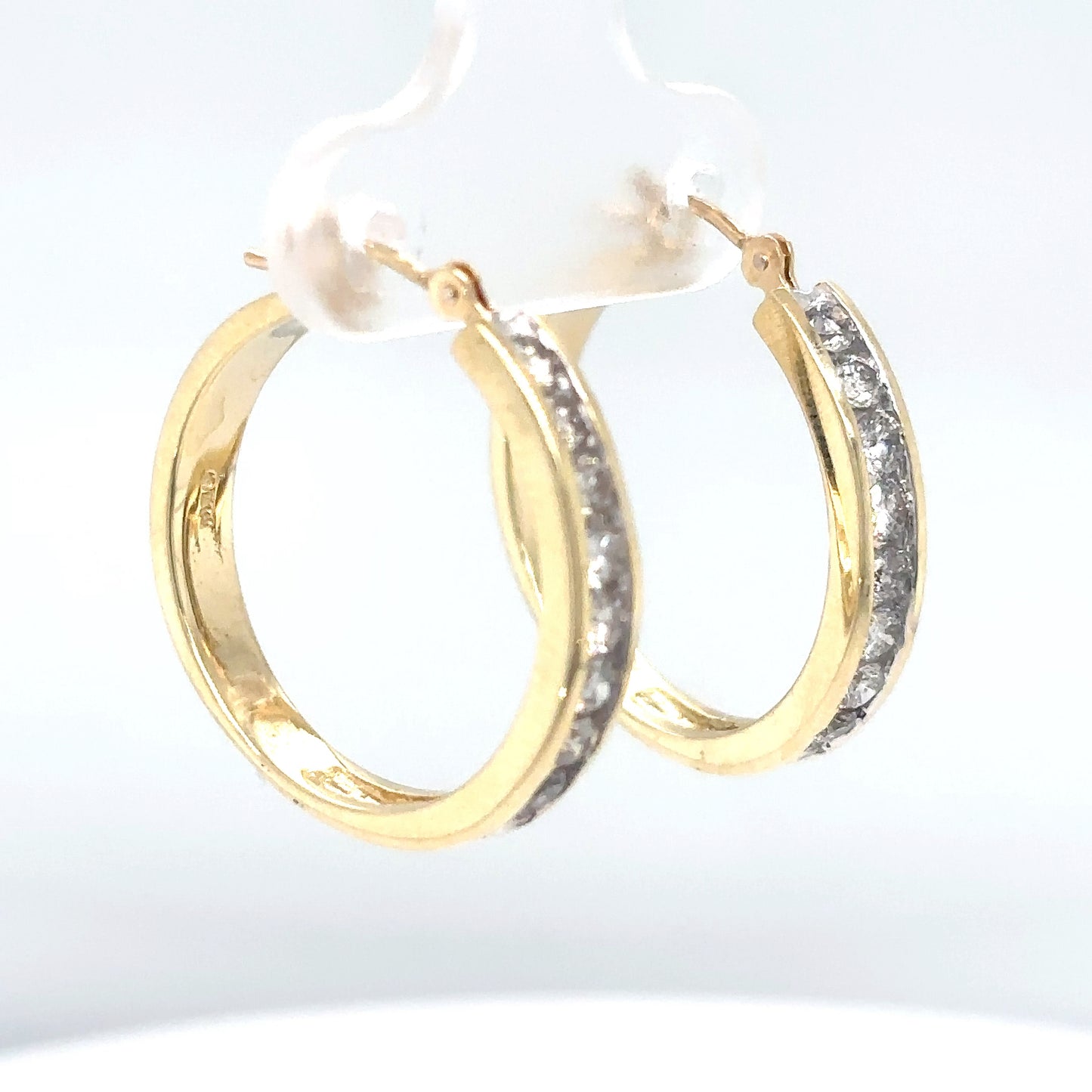 14KY 1.00CTW 21MM DIAMOND HOOP EARRINGS SI/G-H 5.9G