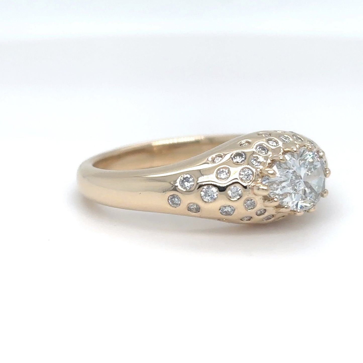 14KY 1.40CTW PEAR-ROUND BRILLIANT DIAMOND RING I1/F-VS2/F-G