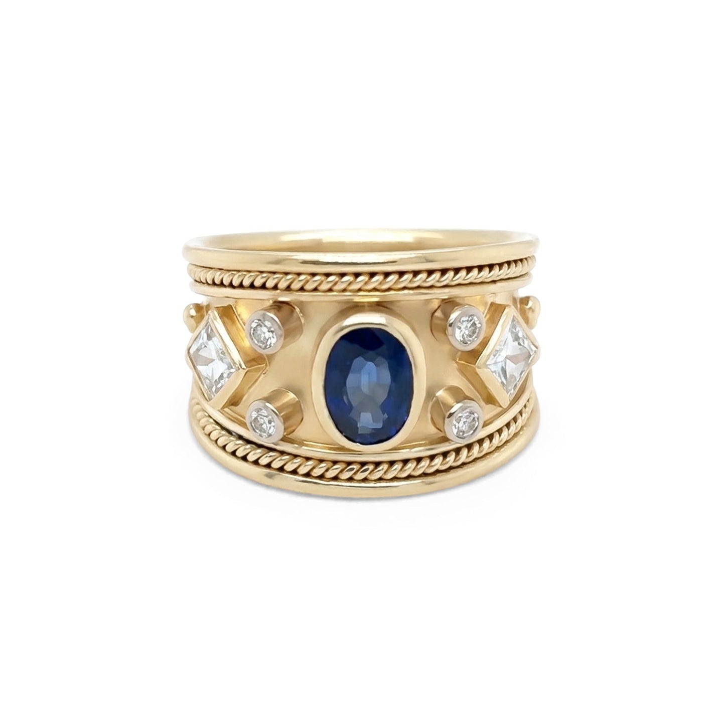 14KY 1.81CTW BLUE SAPPHIRE-DIAMOND RING "AAA" SI1/F-G 9.1G