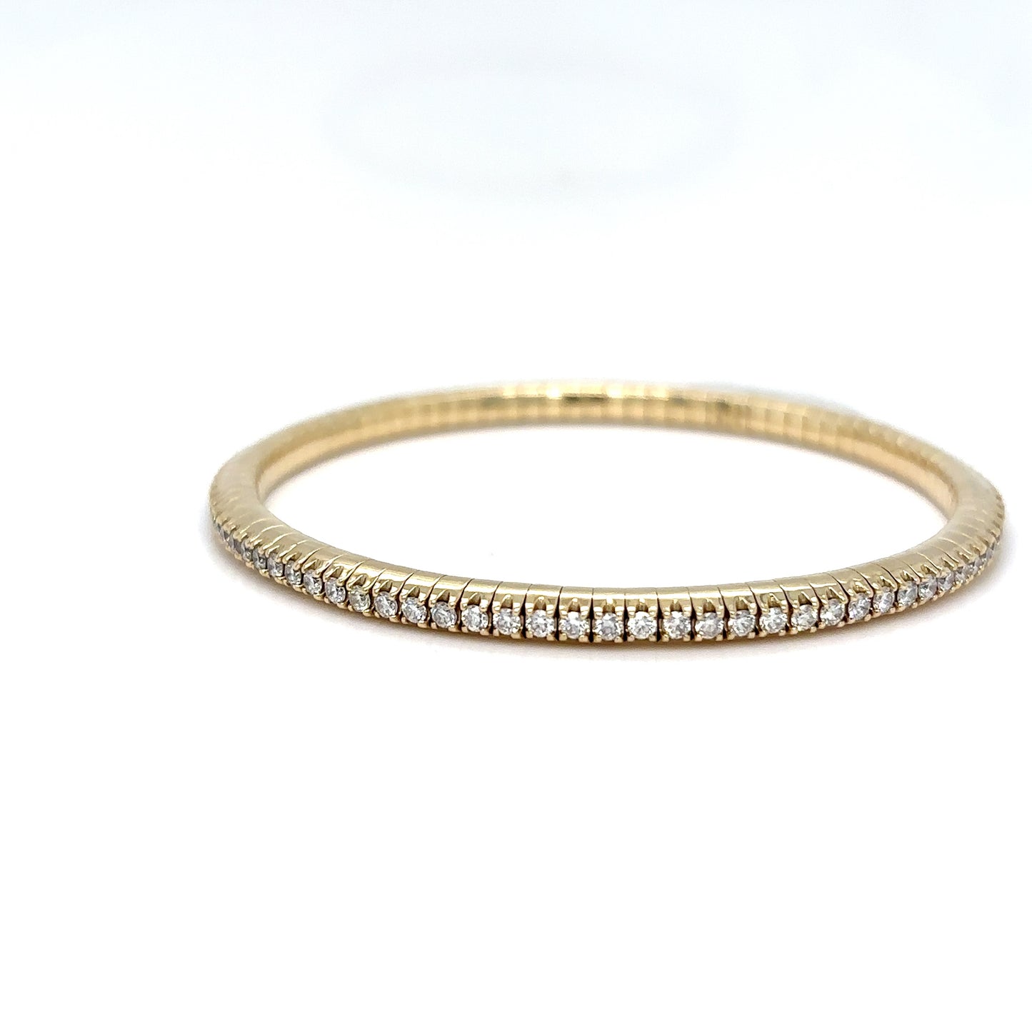 14KY 2.16CTW FLEXIBLE DIAMOND BANGLE BRACELET SI/G-H 16.0G