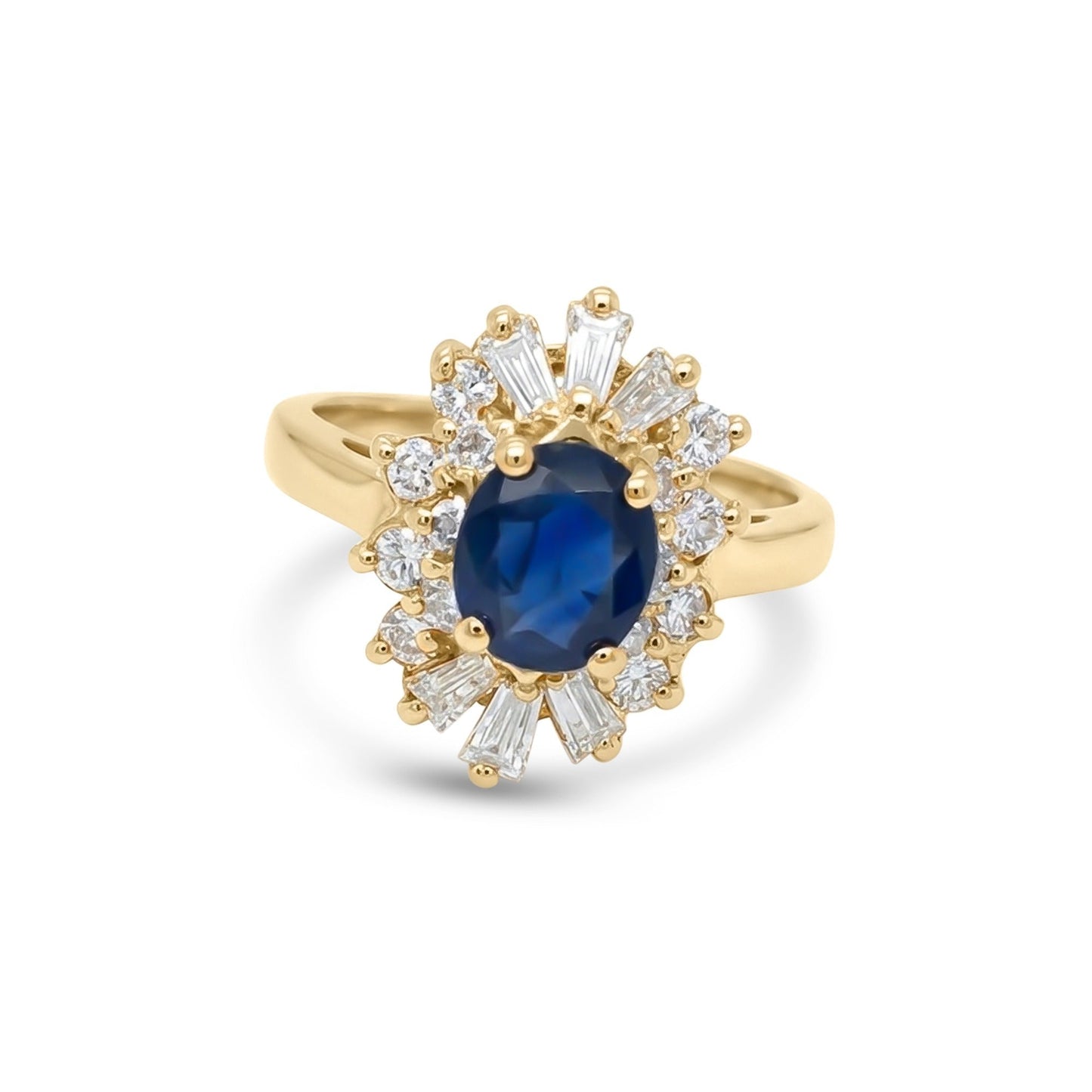 14KY 2.46CTW BLUE SAPPHIRE-DIAMOND RING "AAA" SI1/G 6.1G