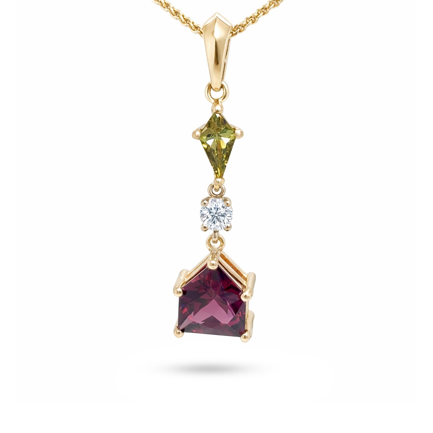 14KY 2.81CTW DEMANTOID-PURPLE GARNET-DIAMOND PENDANT 1.7G