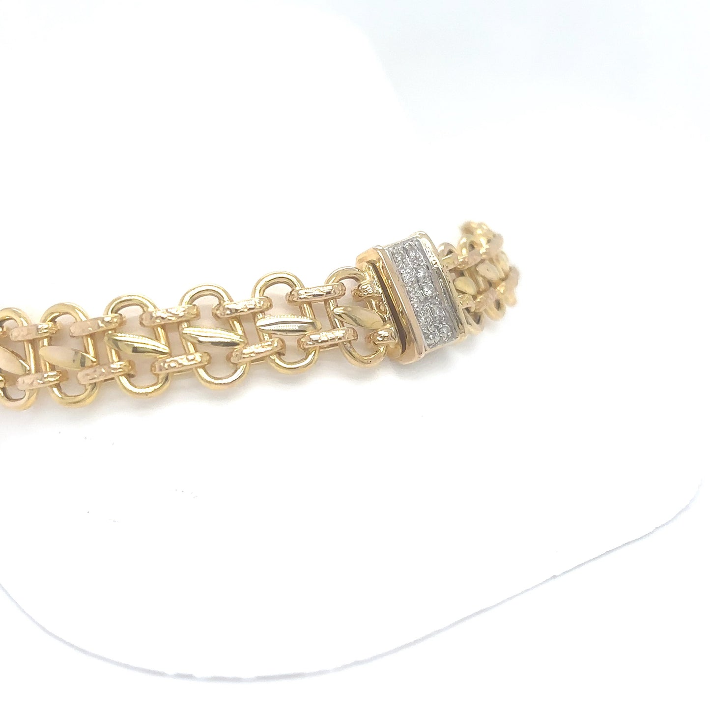 14KY 7.5" 0.10CTW DIAMOND FANCY LINK BRACELET SI2-I1/G-H 11.7G