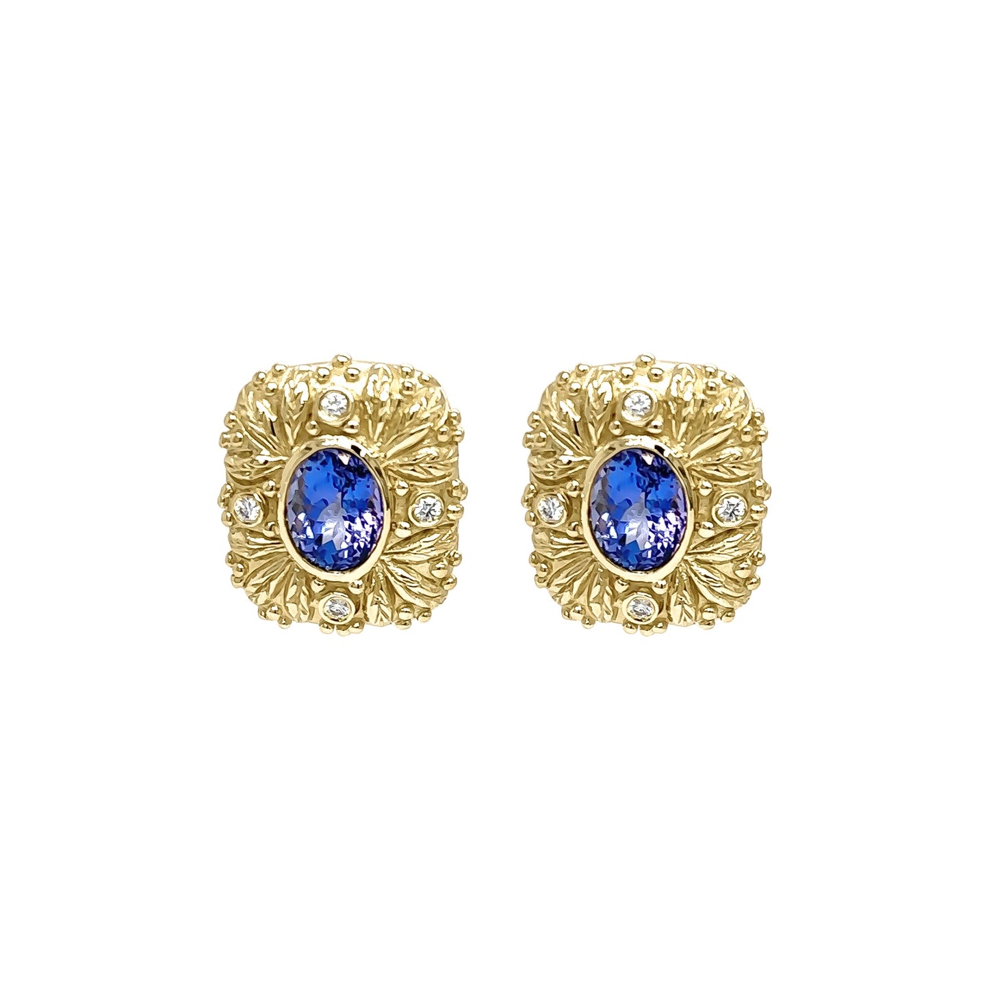 18KTT 2.80CTW TANZANITE-DIAMOND EARRINGS "AAA" VS/F-G 14.7G