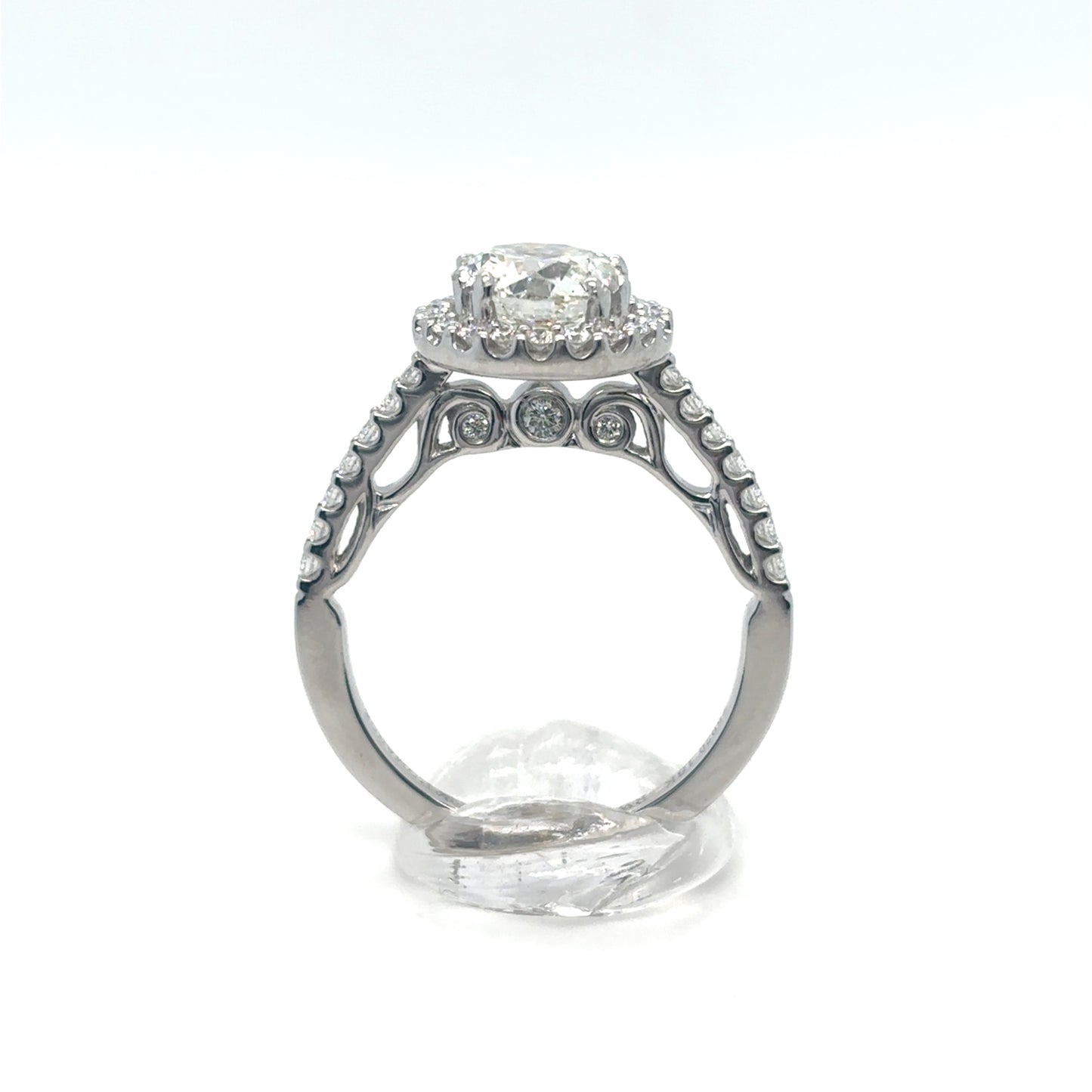 18KW 1.92CTW ROUND DIAMOND HALO ENGAGEMENT RING SI1/J 4.4G