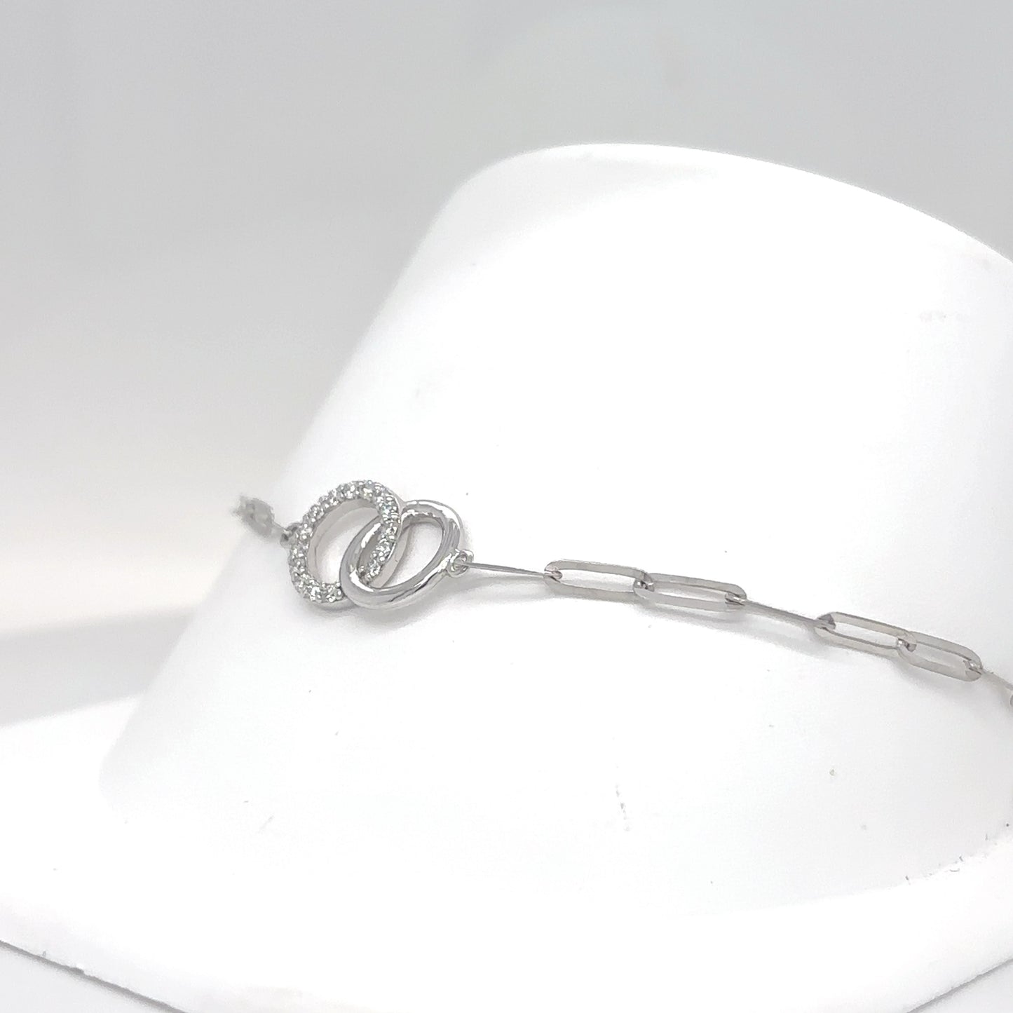 18KW 7.25" 0.14CTW DIAMOND CIRCLES LINK BRACLET VS/F-G 2.4G