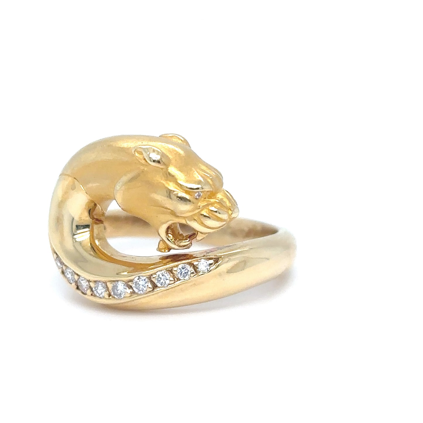 18KY 0.10CTW DIAMOND PANTHER RING SI1/G-H 8.8G