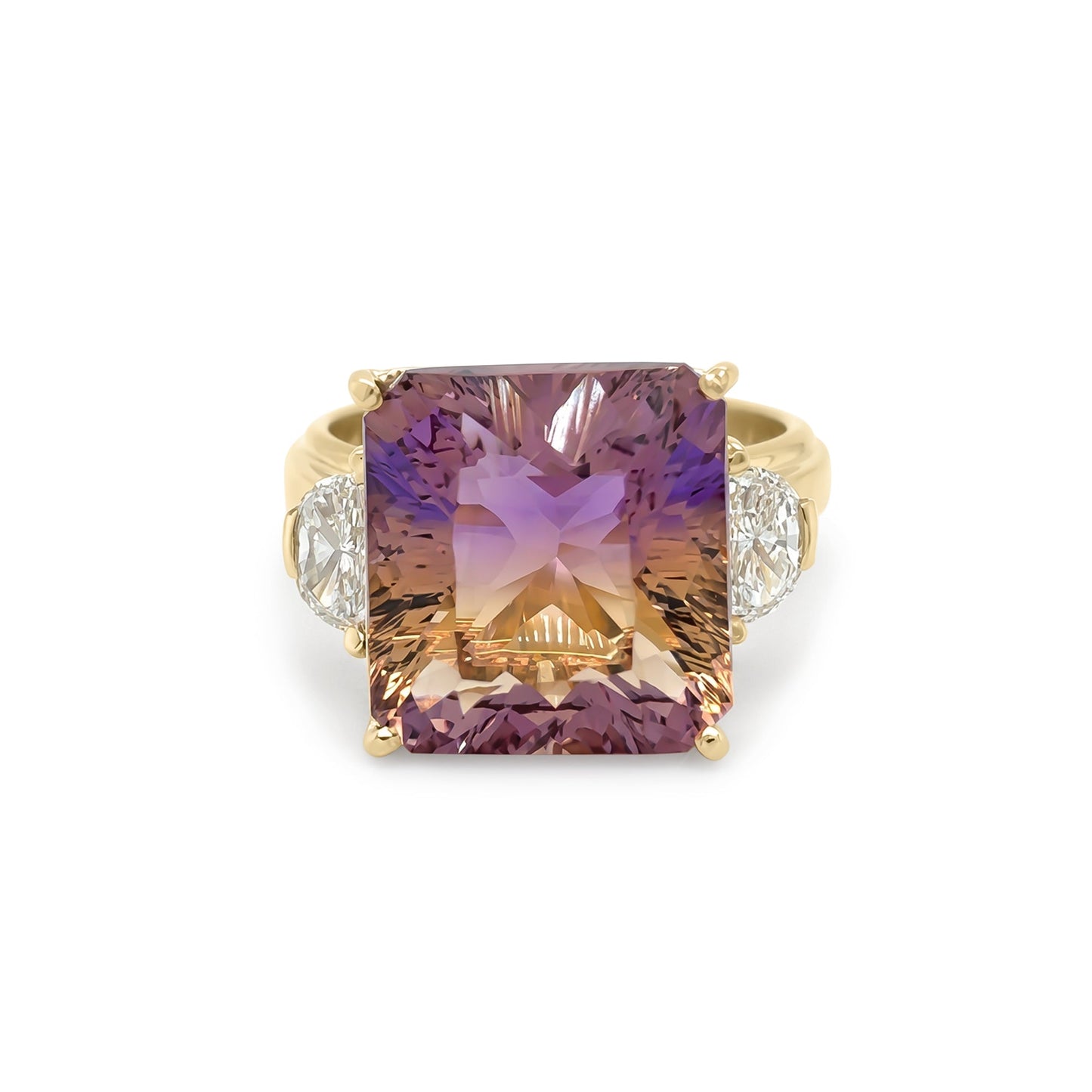 18KY 11.06CTW AMETRINE-HALF MOON DIAMOND RING VS/G-H