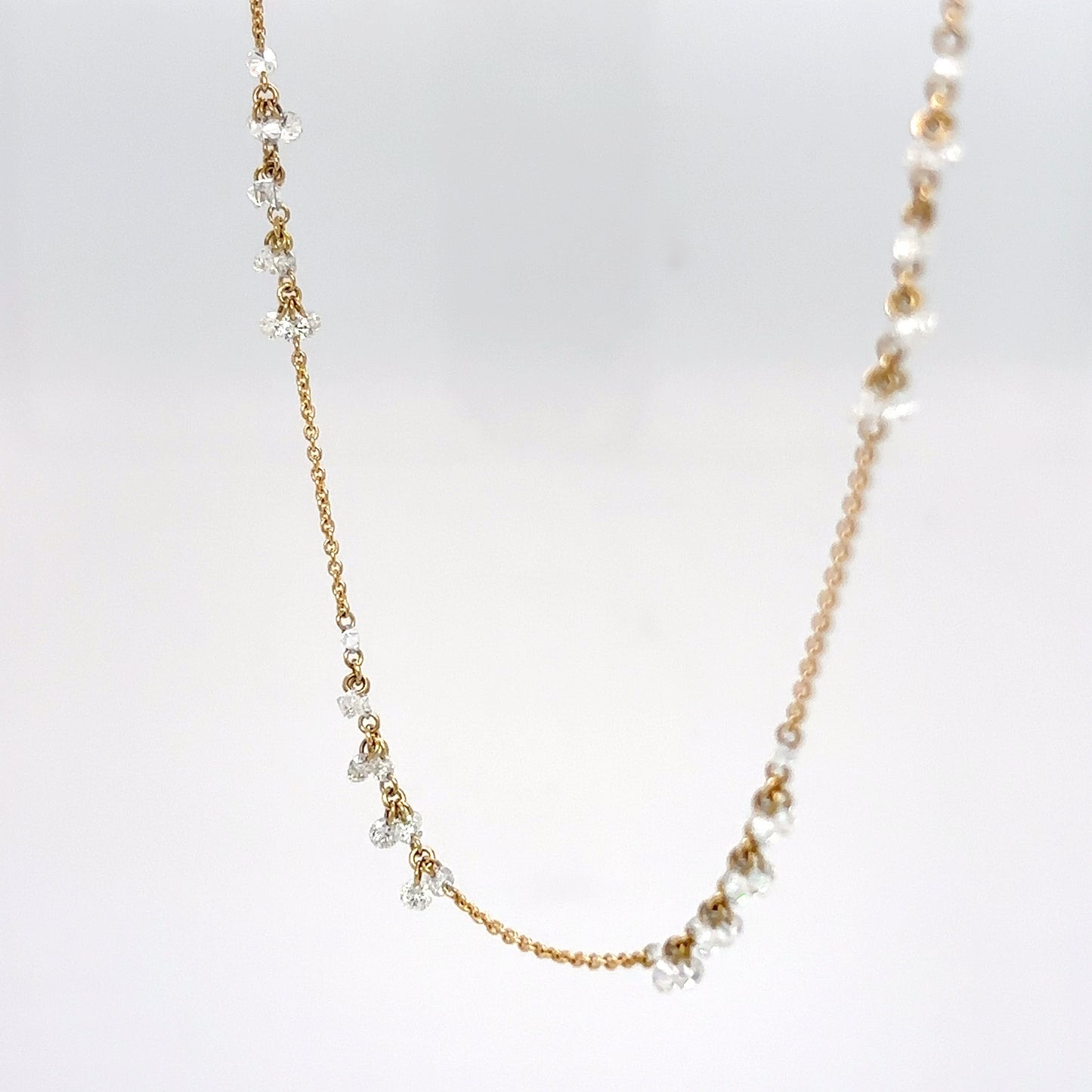 18KY 18" 2.44CTW LASER DRILLED ROUND BRILLIANT DIAMOND NECKLACE SI1/F-G 3.2G