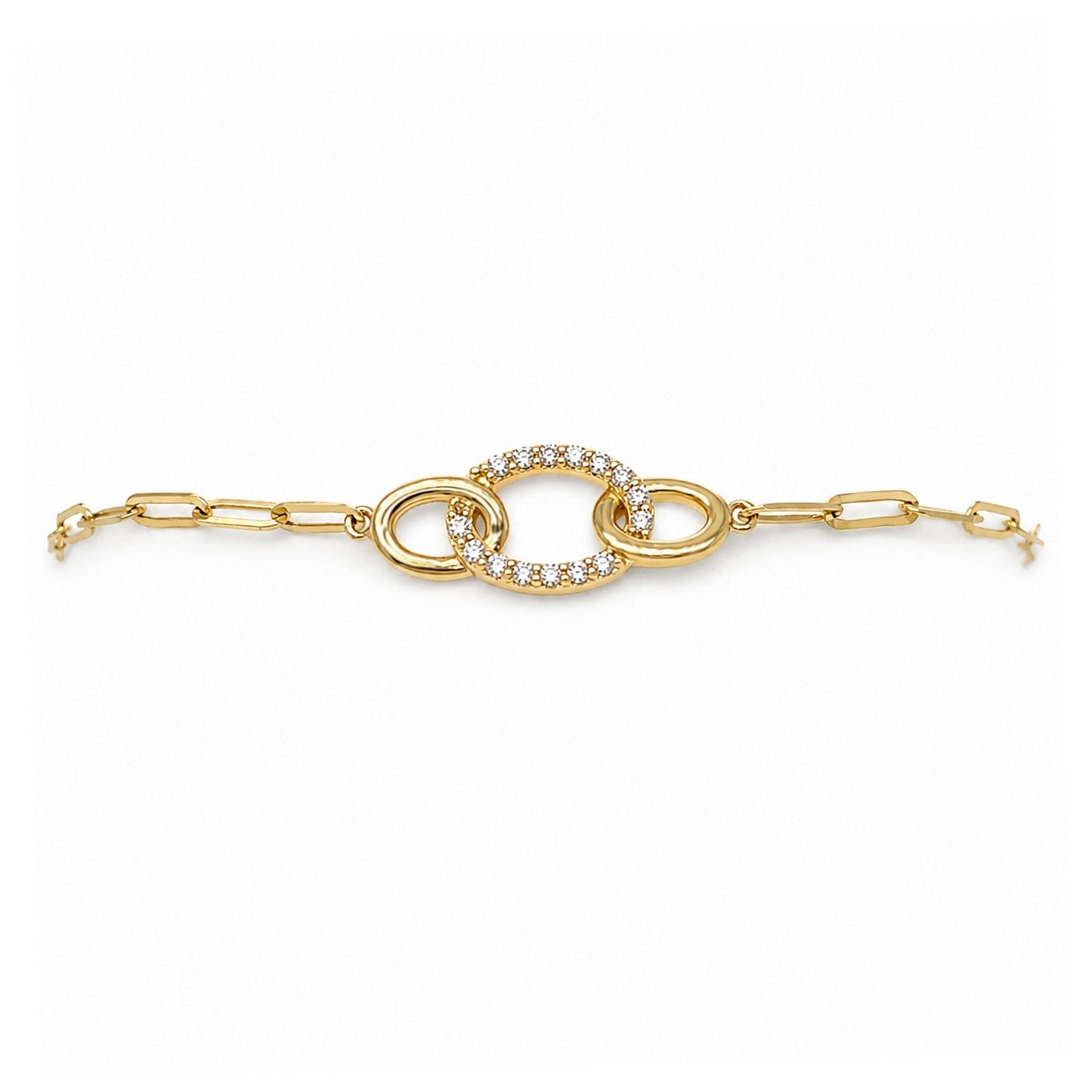 18KY 7.25" 0.14CTW DIAMOND CIRCLES LINK BRACLET VS/F-G 3.2G